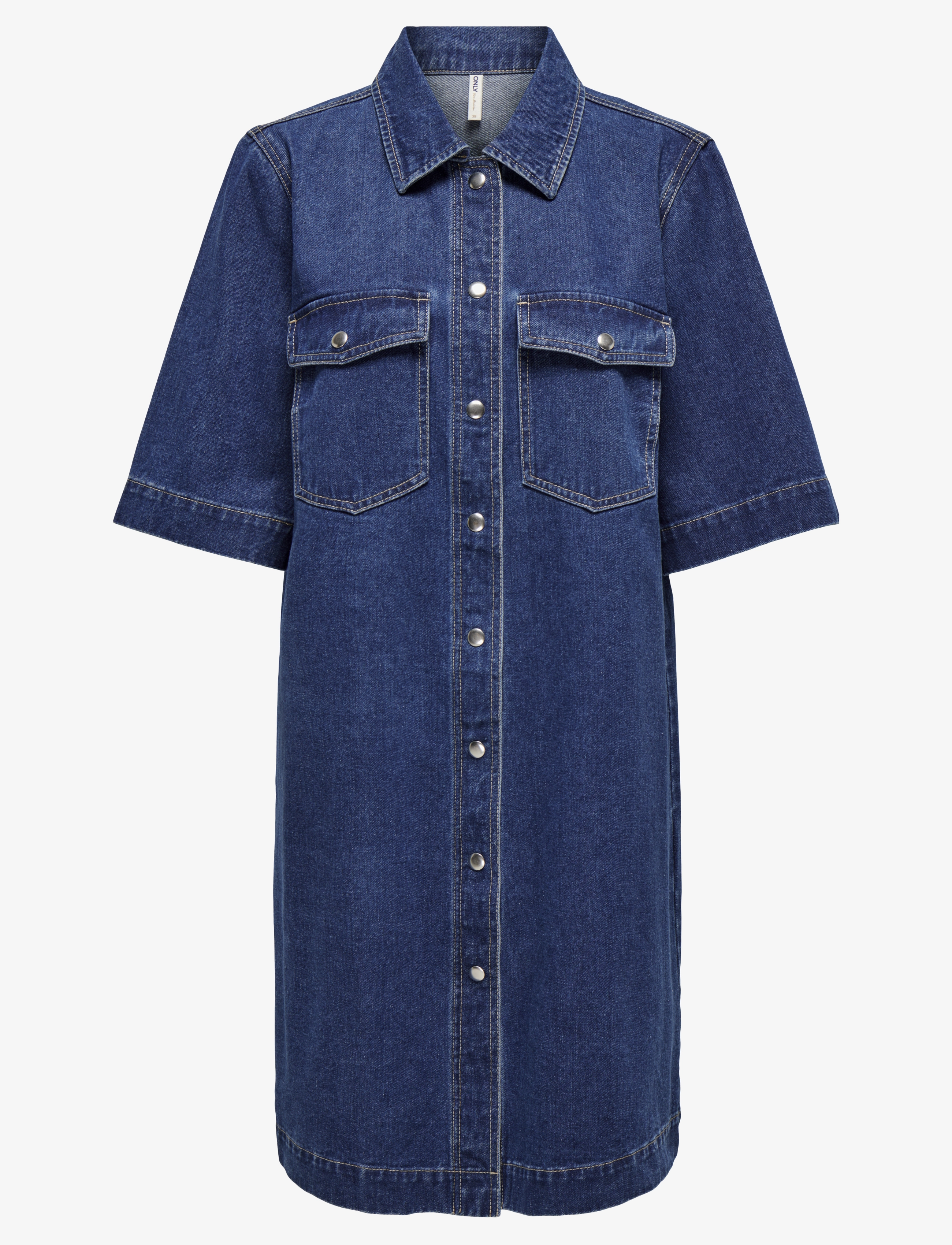 ONLY ONLBELLE S/S BUTTON DRESS DNM GUA NOOS - Kleider - DARK BLUE DENIM / blue