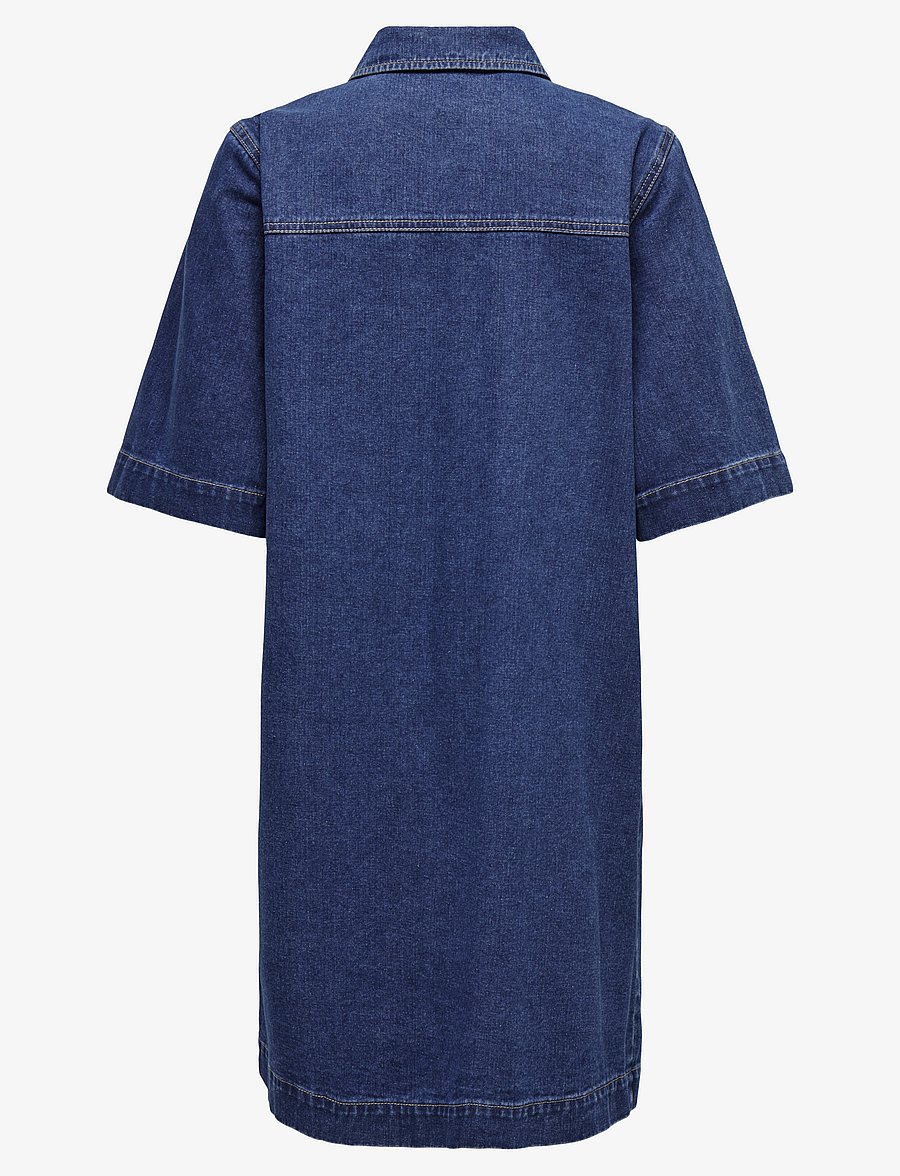 ONLY - ONLBELLE S/S BUTTON DRESS DNM GUA NOOS - hemdkleider - dark blue denim - 2