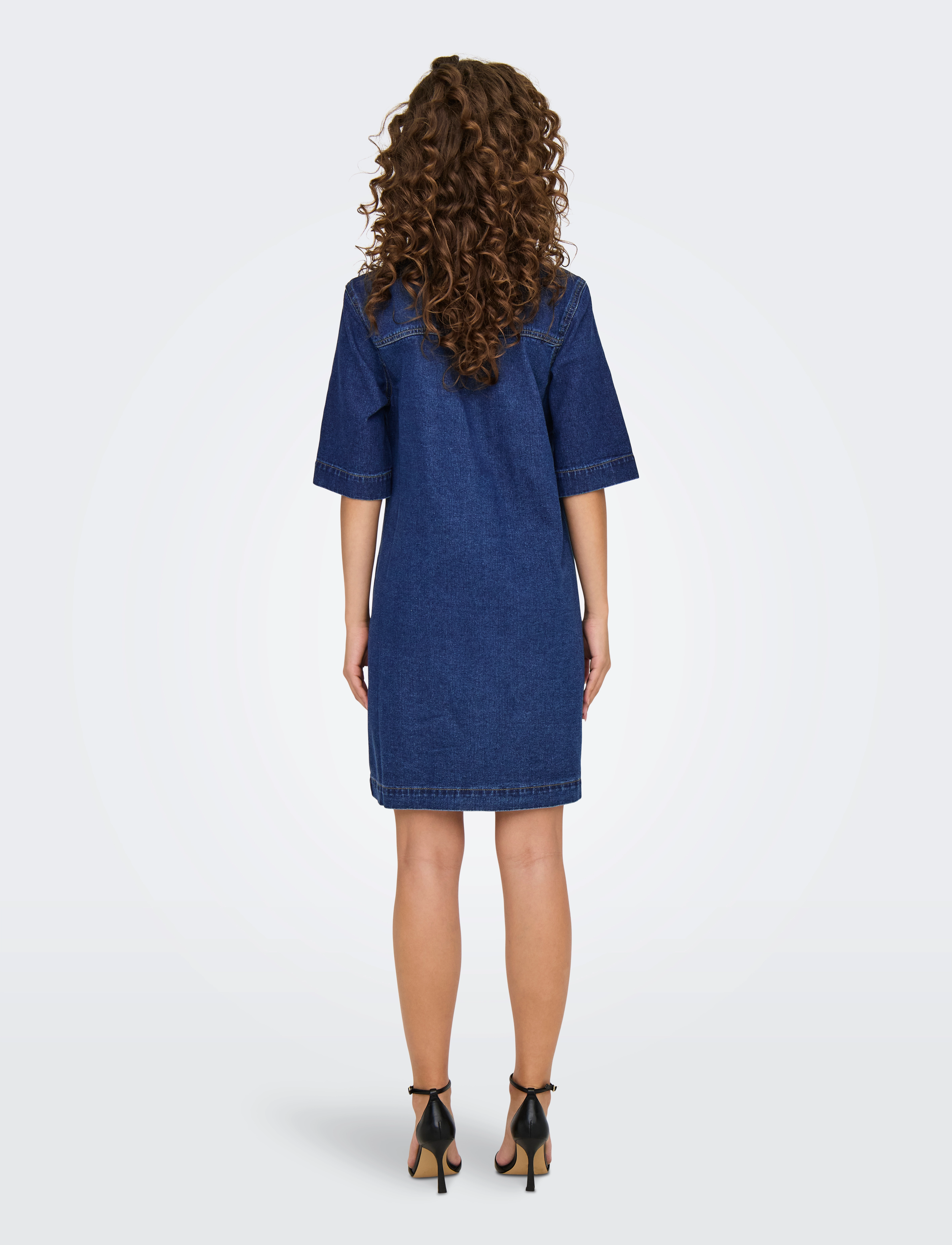 ONLY - ONLBELLE S/S BUTTON DRESS DNM GUA NOOS - hemdkleider - dark blue denim - 3