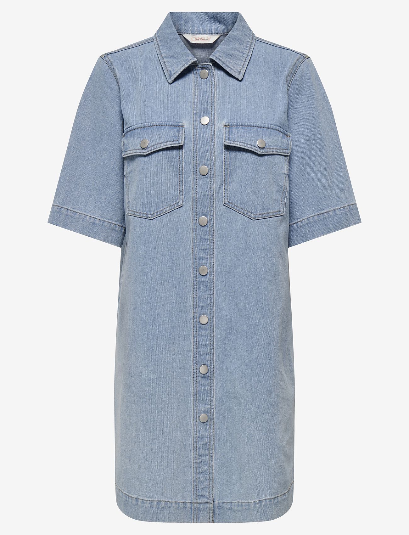 ONLY - ONLBELLE S/S BUTTON DRESS DNM GUA NOOS - skjortklänningar - light blue denim - 1