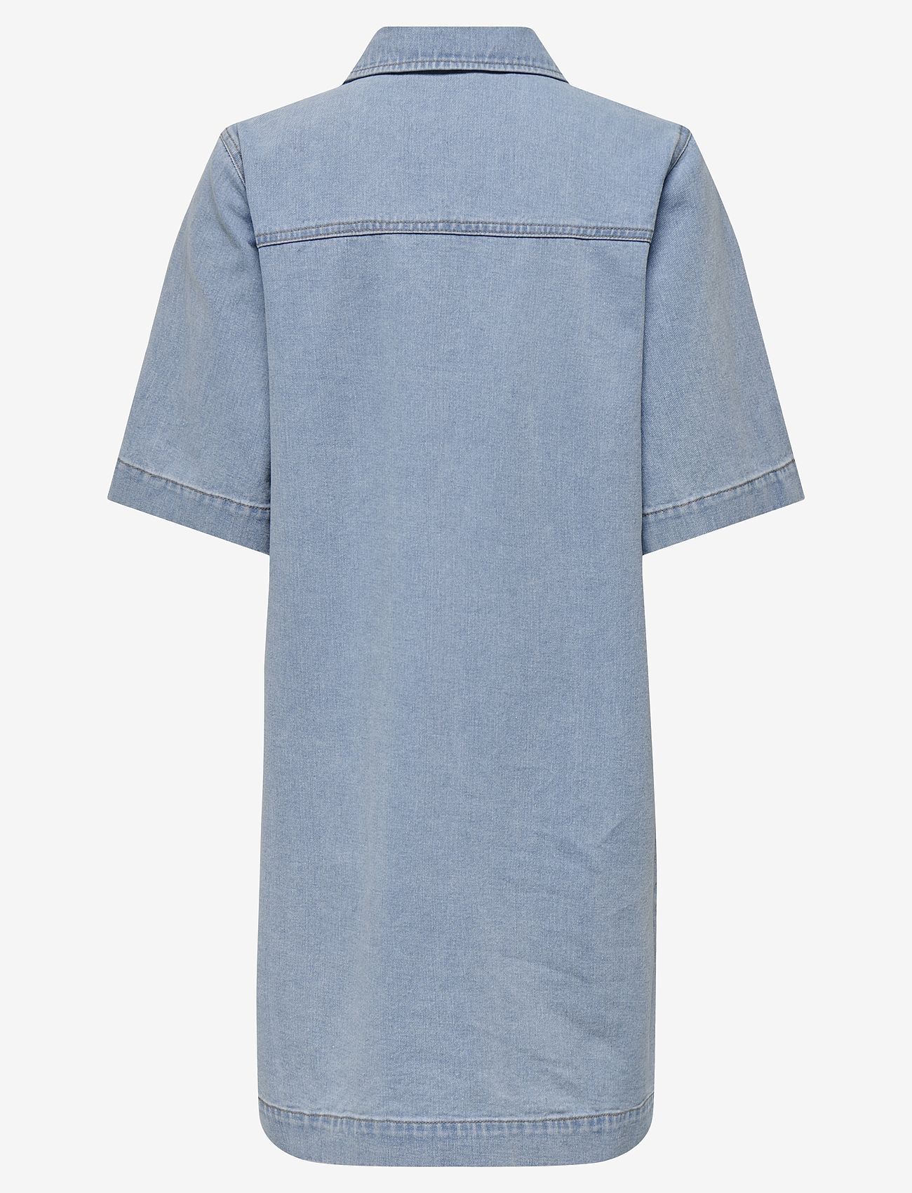ONLY - ONLBELLE S/S BUTTON DRESS DNM GUA NOOS - skjortklänningar - light blue denim - 2