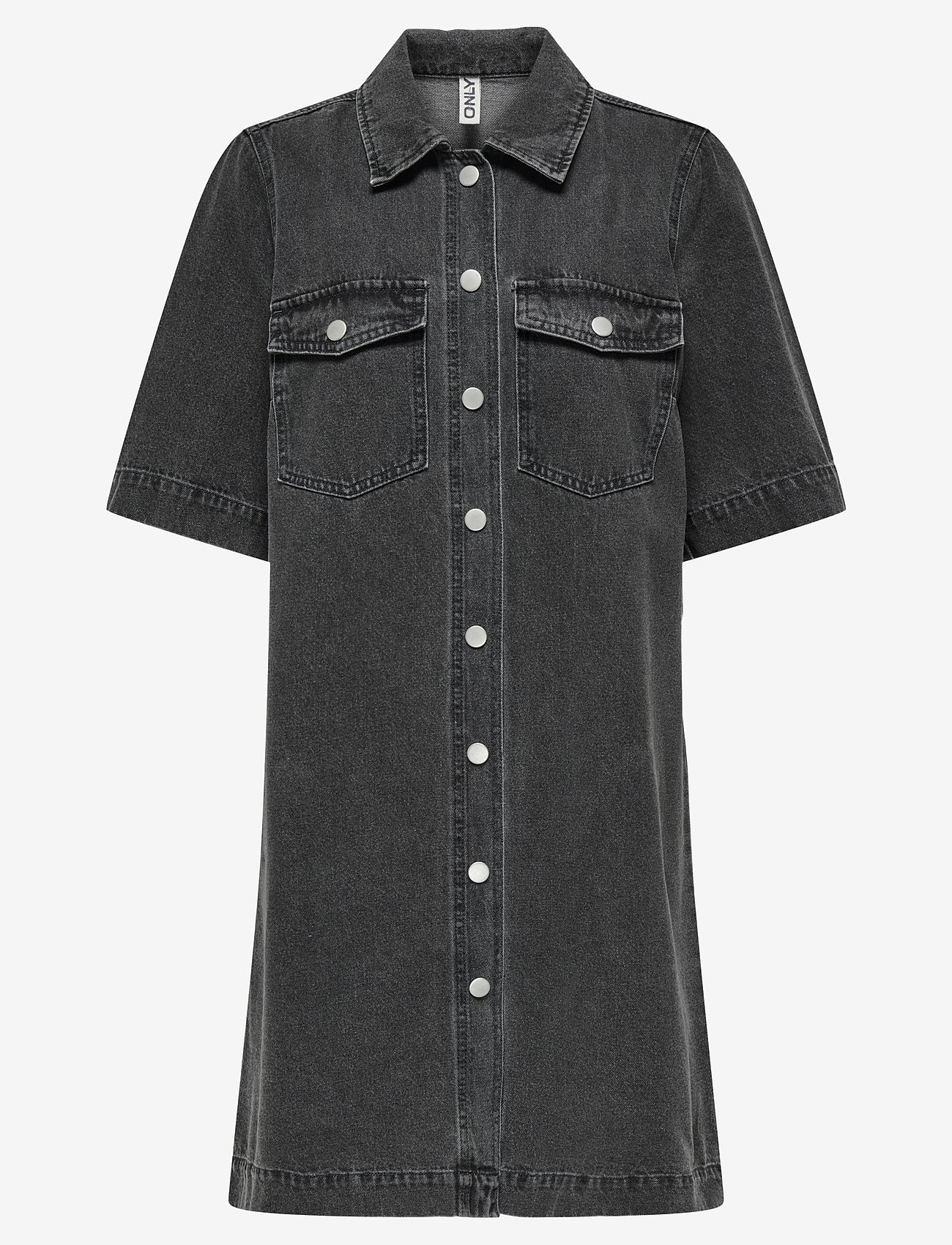 ONLY - ONLBELLE S/S BUTTON DRESS DNM GUA NOOS - sukienki koszulowe - washed black - 1