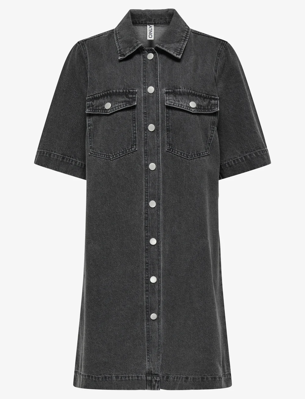 ONLY - ONLBELLE S/S BUTTON DRESS DNM GUA NOOS - shirt dresses - washed black - 1