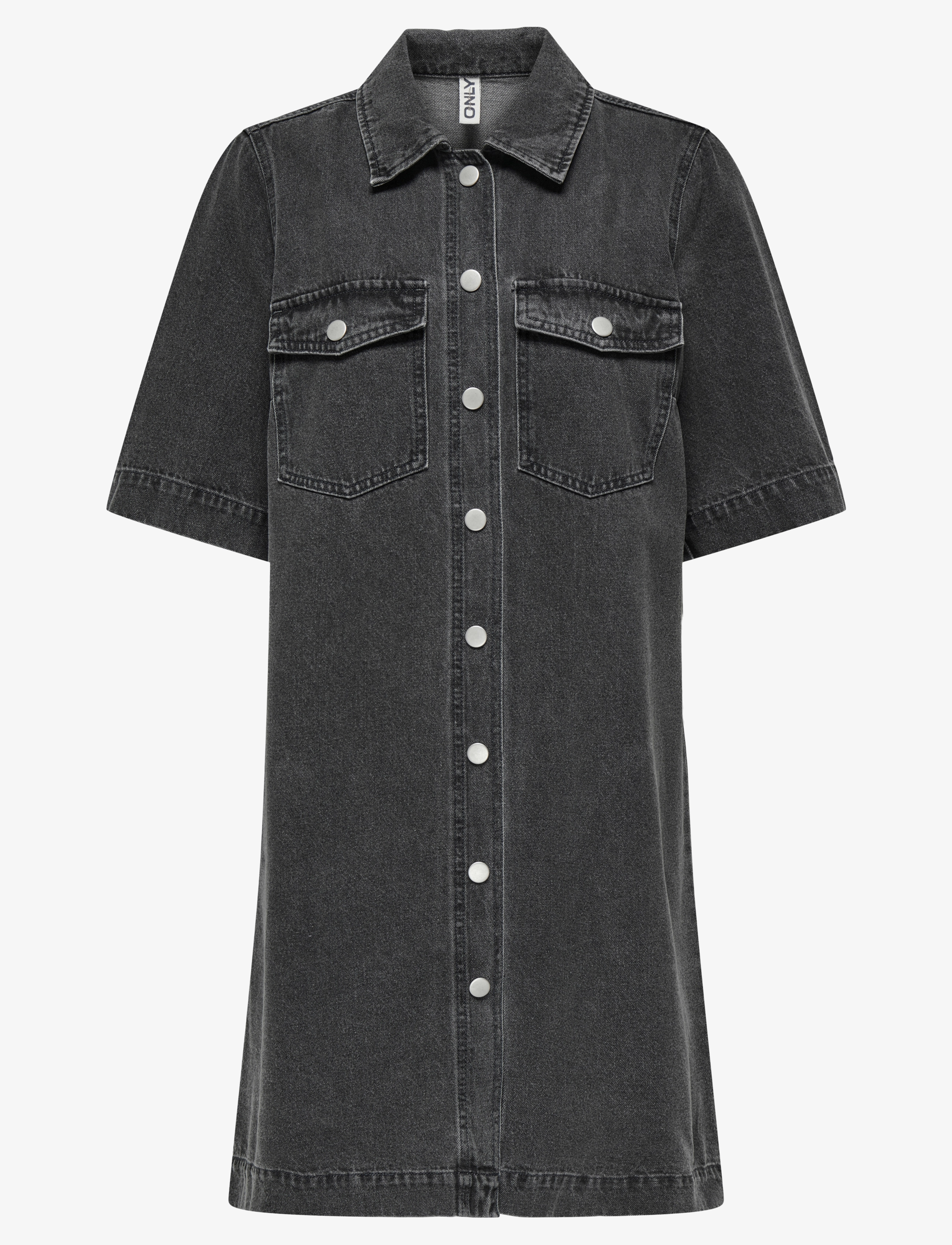 ONLY ONLBELLE S/S BUTTON DRESS DNM GUA NOOS - Kleider - WASHED BLACK / black