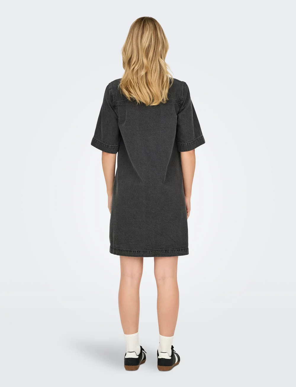 ONLY - ONLBELLE S/S BUTTON DRESS DNM GUA NOOS - shirt dresses - washed black - 3