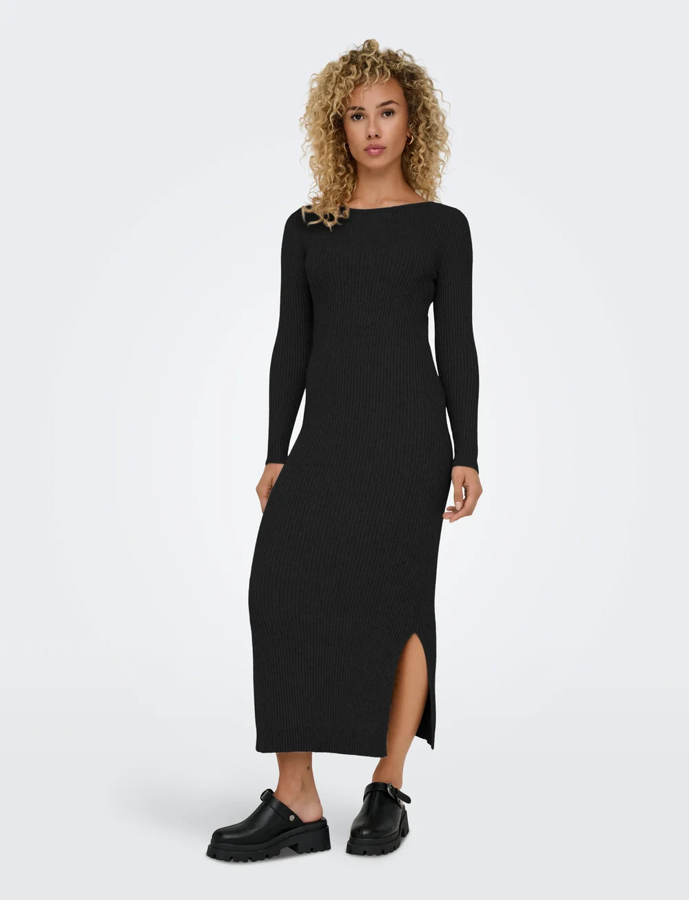 ONLY - ONLKATIA LS MAXI BOATN DRESS CC KNT - knitted dresses - black - 0