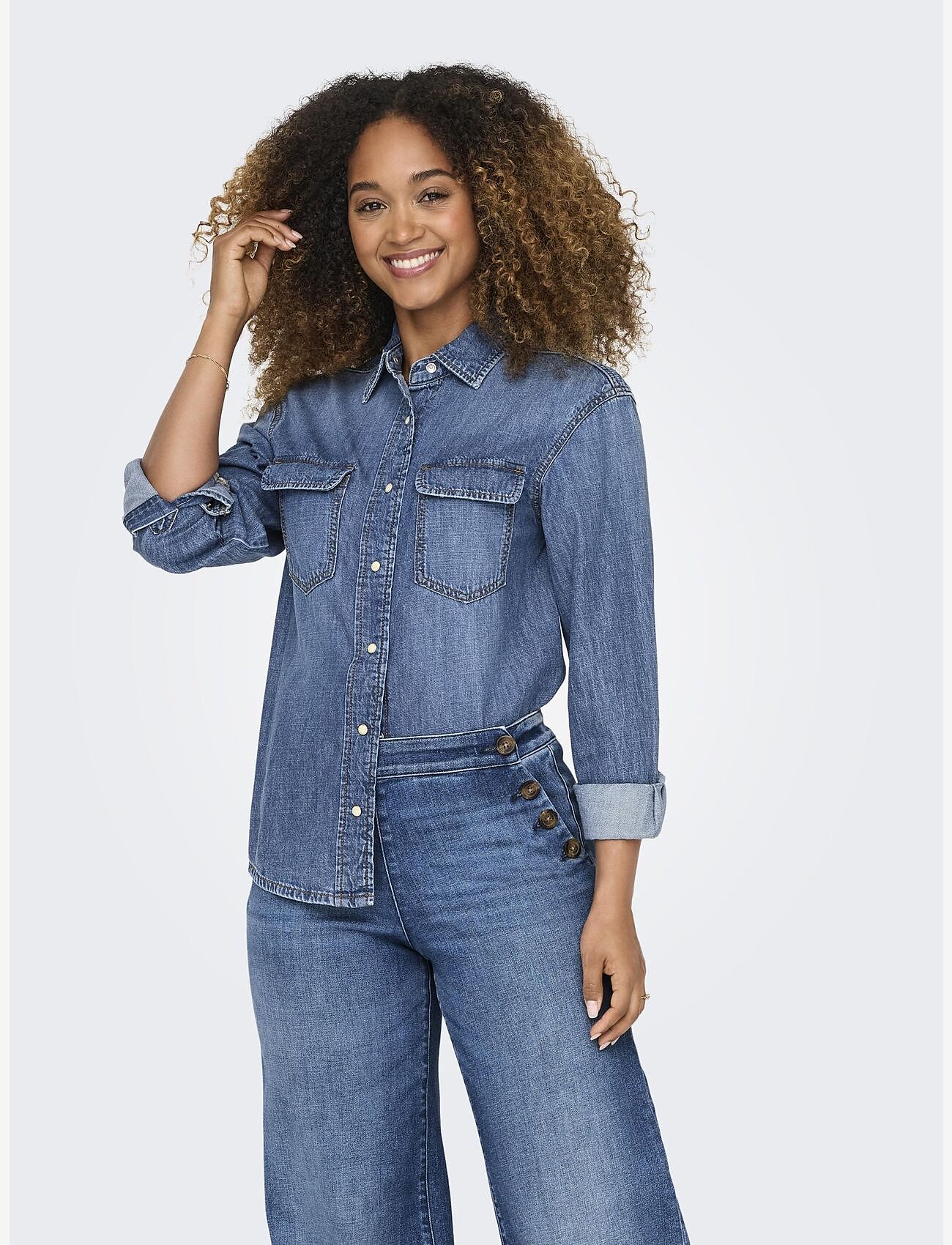 ONLY - ONLSEVIGNY LS DNM SHIRT AKM - jeansskjortor - dark blue denim - 0