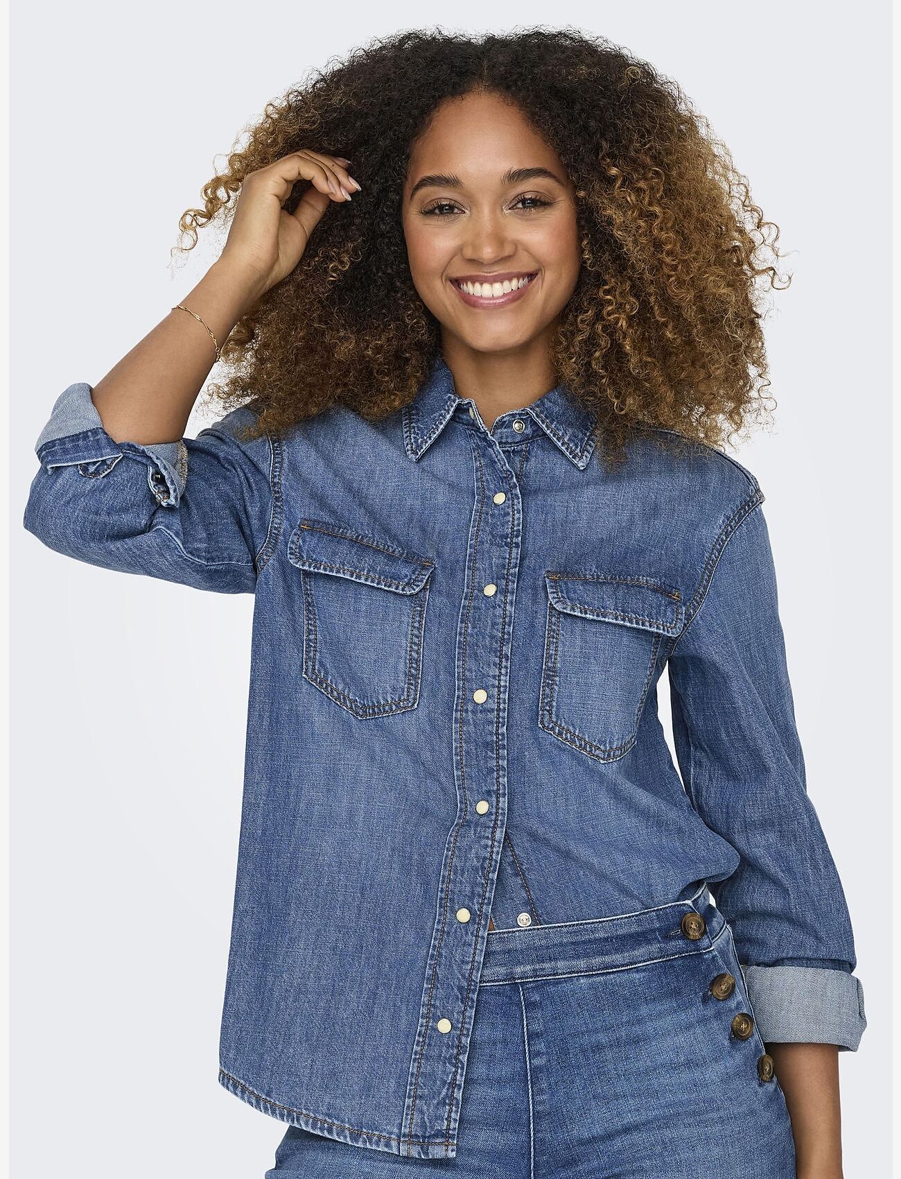 ONLY - ONLSEVIGNY LS DNM SHIRT AKM - jeansskjortor - dark blue denim - 5