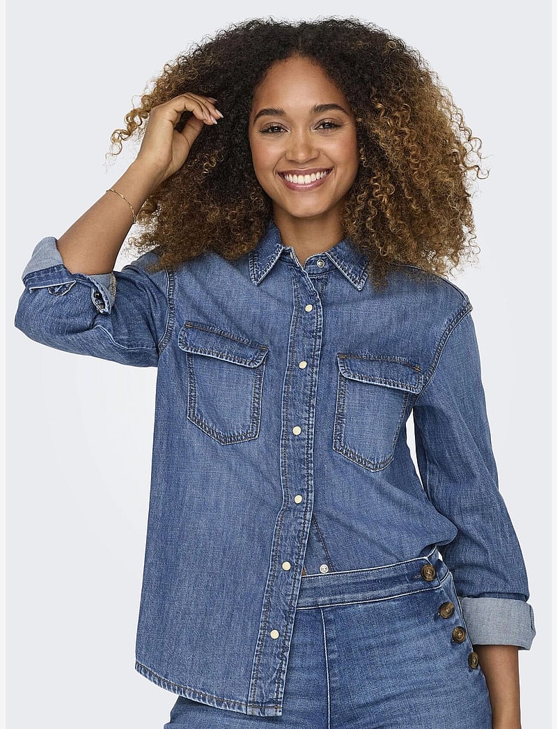 ONLY - ONLSEVIGNY LS DNM SHIRT AKM - jeansskjortor - dark blue denim - 5