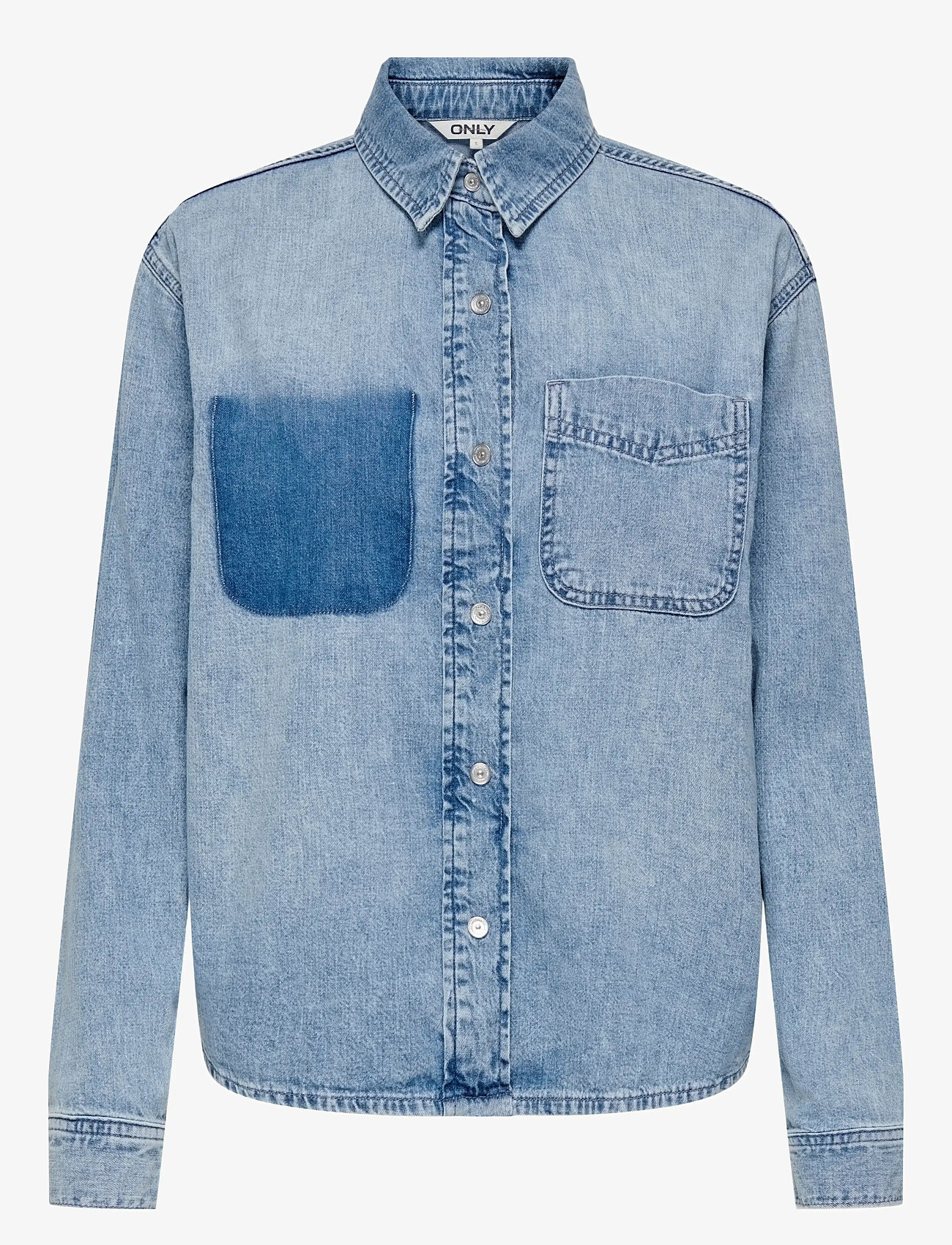 ONLY - ONLCATANIA LS FADE POCKET DNM SHIRT SOO - denimskjorter - light blue denim - 1