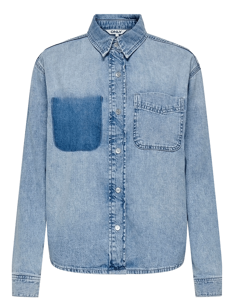 ONLY - ONLCATANIA LS FADE POCKET DNM SHIRT SOO - denimskjorter - light blue denim - 1