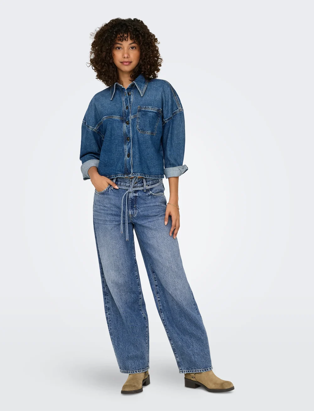 ONLY - ONLGIANNA MW STRAIGHT DOT596 DNM NOOS - brede jeans - medium blue denim - 0