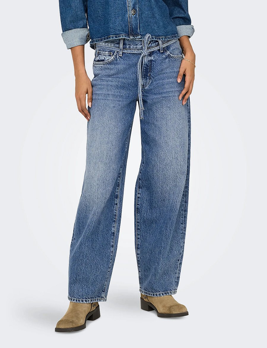 ONLY - ONLGIANNA MW STRAIGHT DNM DOT596 NOOS - vida jeans - medium blue denim - 0