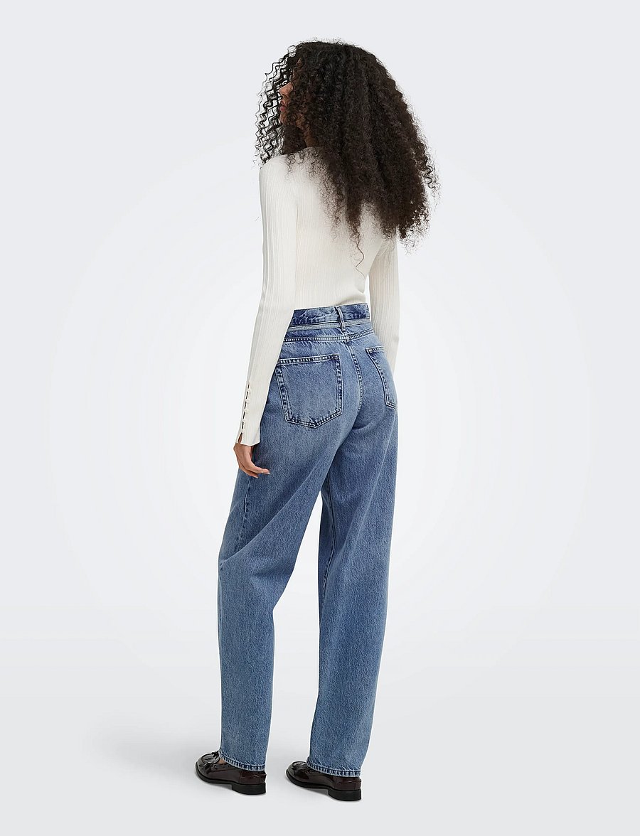 ONLY - ONLGIANNA MW STRAIGHT DNM DOT596 NOOS - hosen mit weitem bein - medium blue denim - 3
