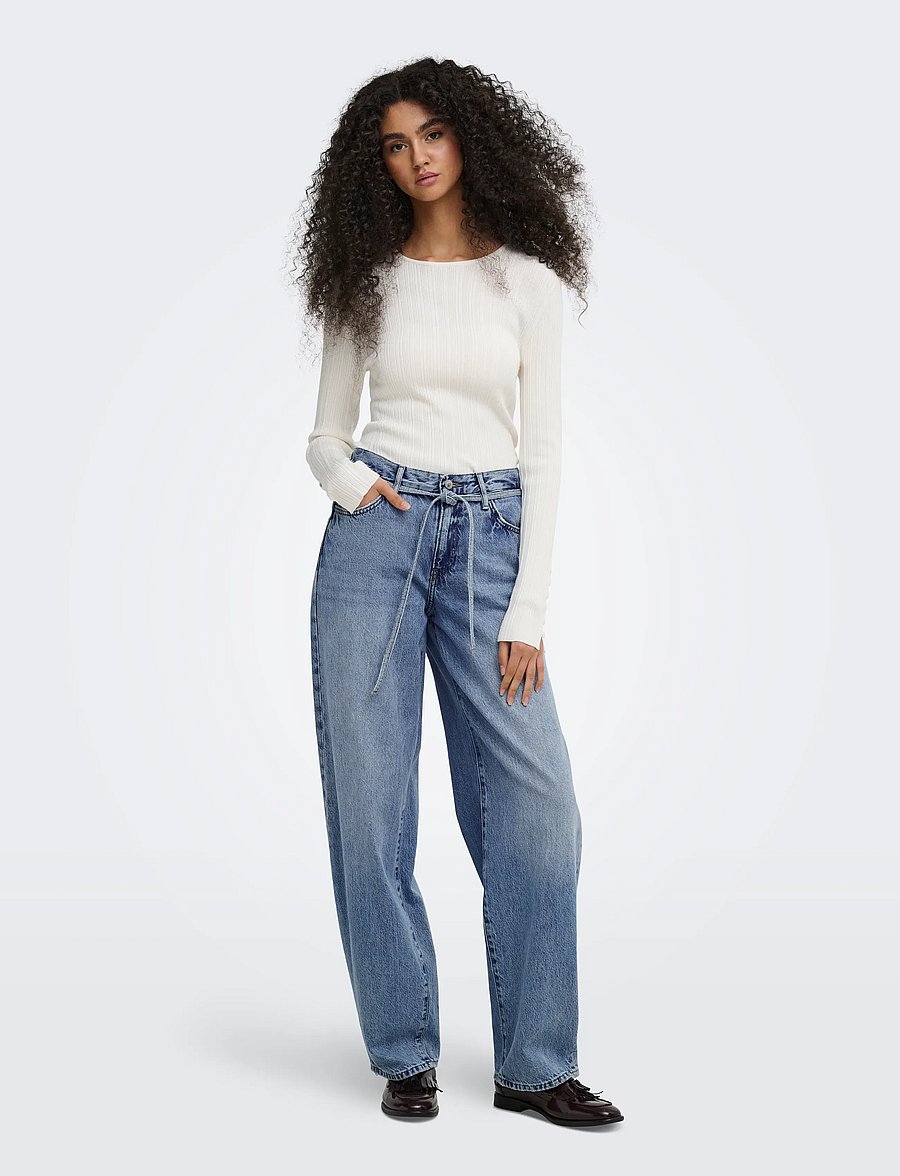 ONLY - ONLGIANNA MW STRAIGHT DNM DOT596 NOOS - hosen mit weitem bein - medium blue denim - 4