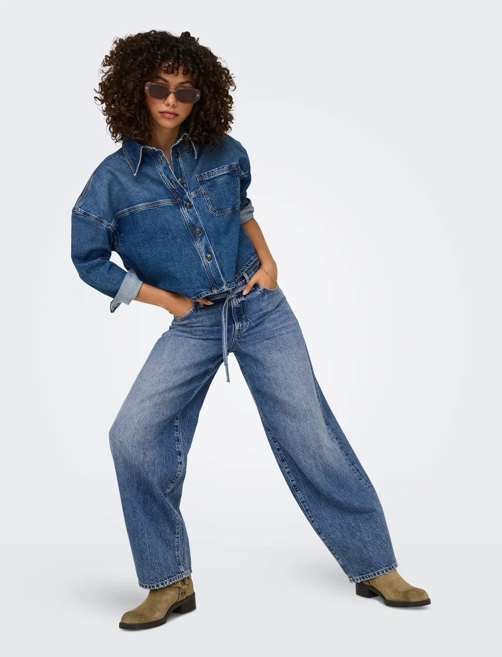 ONLY - ONLGIANNA MW STRAIGHT DOT596 DNM NOOS - brede jeans - medium blue denim - 5