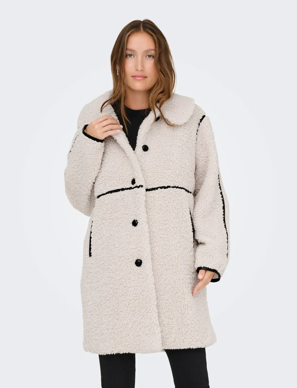 ONLY - ONLRUBI SHEARLING COAT CS OTW - fuskpäls - pumice stone - 0