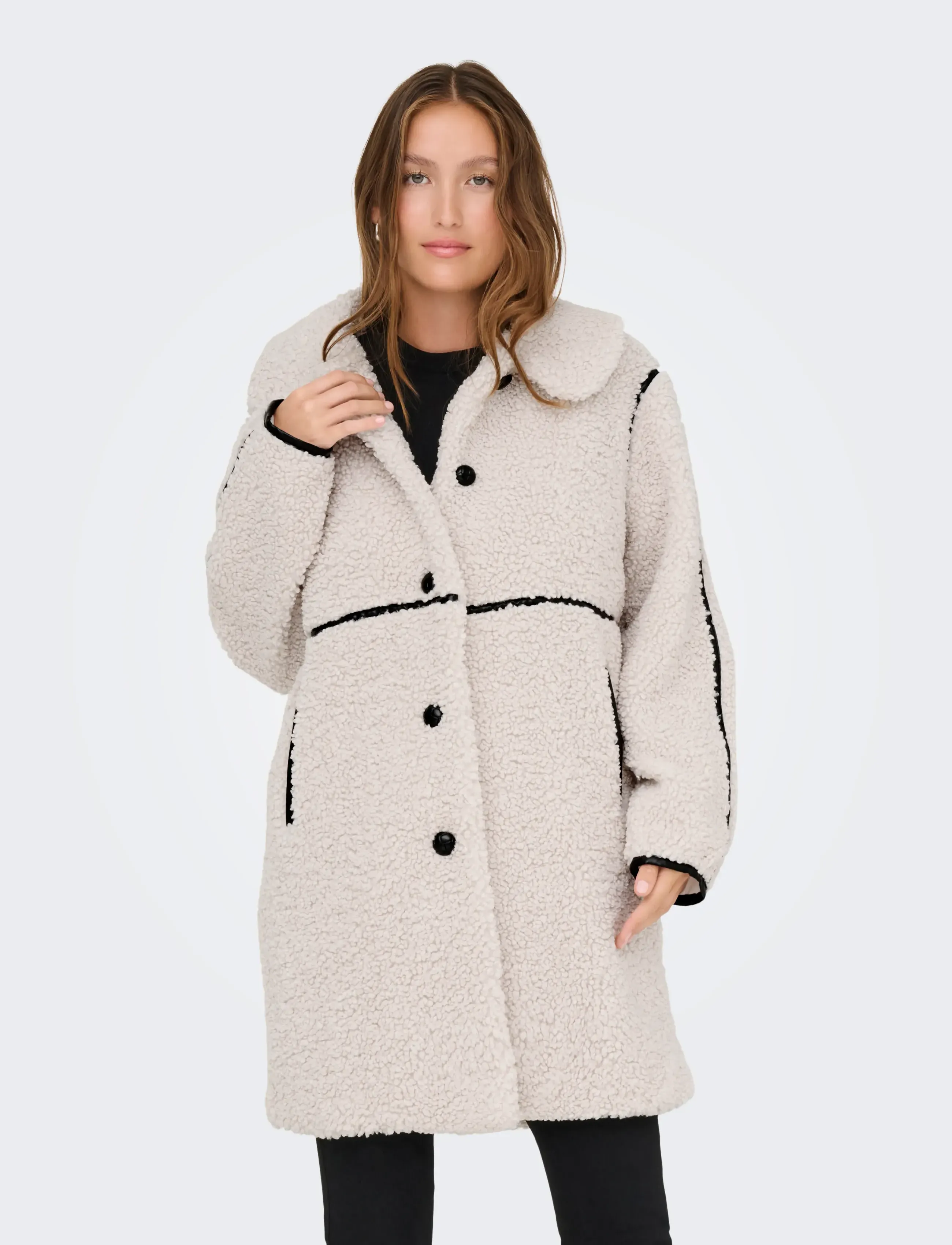 ONLY ONLRUBI SHEARLING COAT CS OTW - Jacken & Mäntel - PUMICE STONE / cream