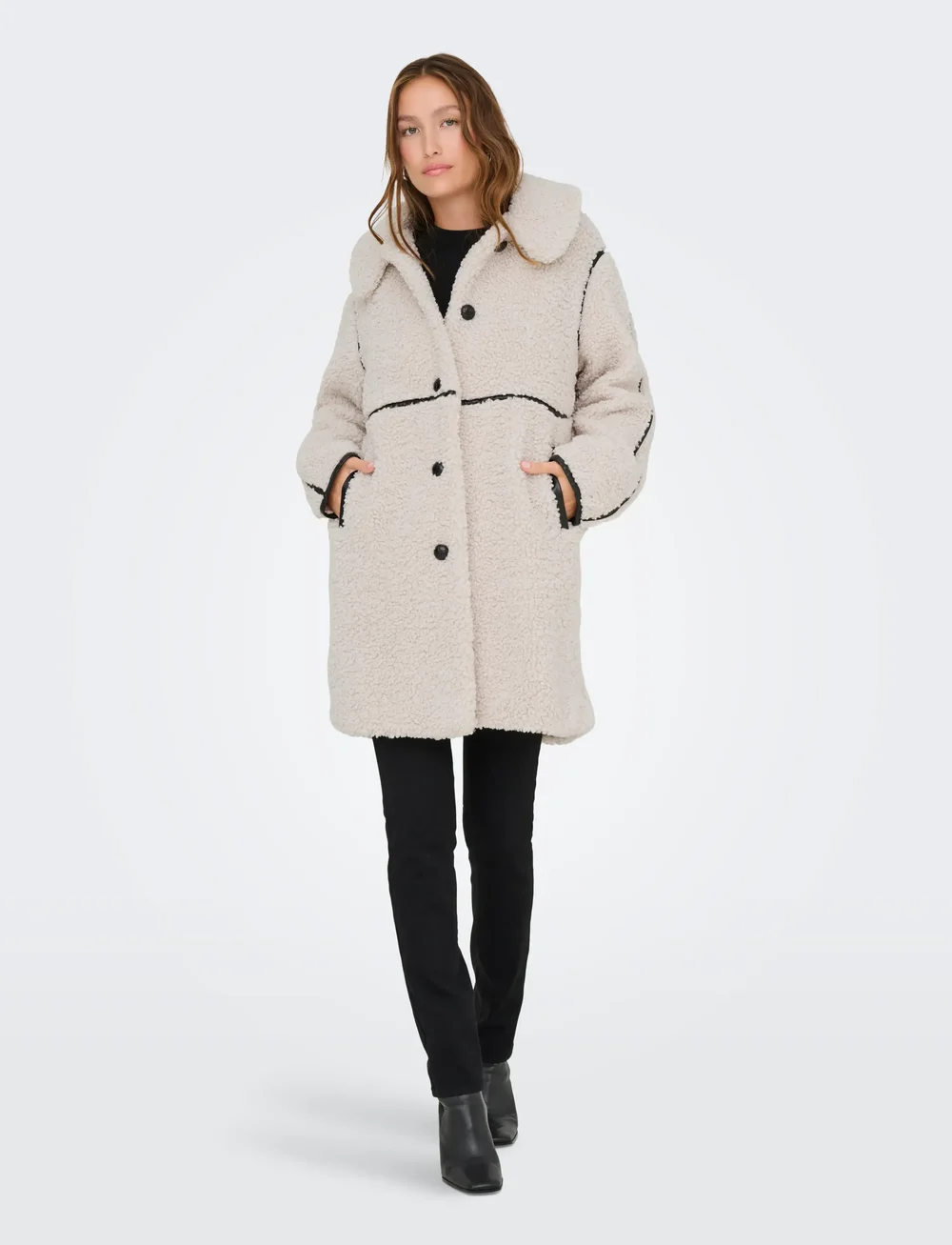 ONLY - ONLRUBI SHEARLING COAT CS OTW - fuskpäls - pumice stone - 4