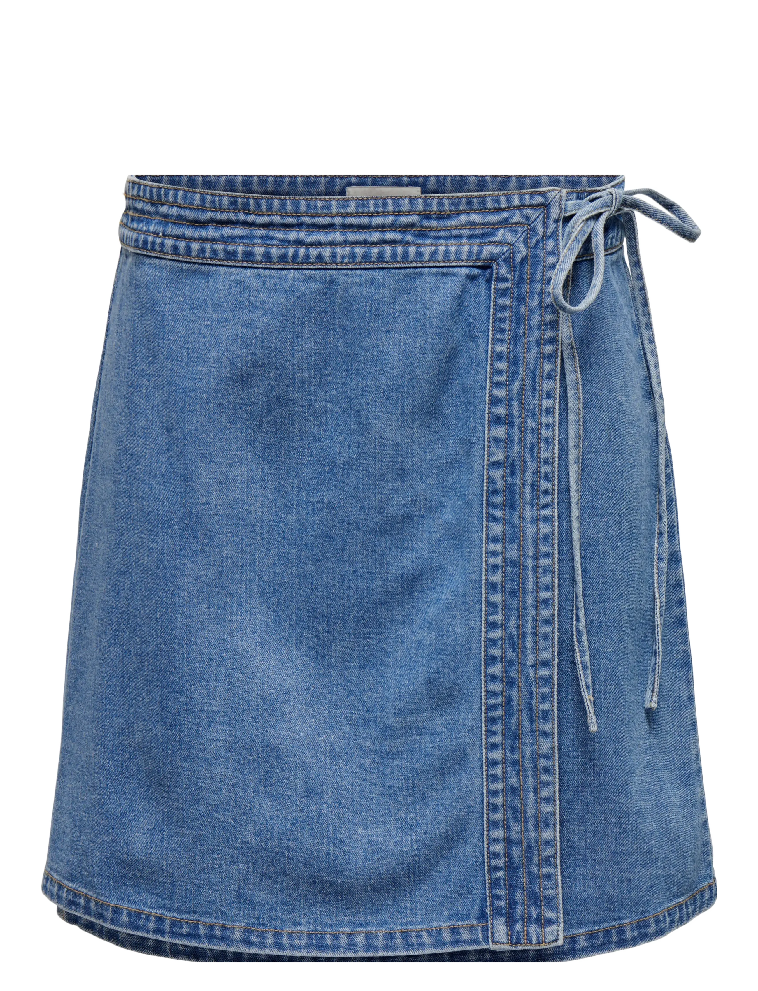 ONLY ONLVILLA WRAP TIE SKIRT DNM GUA - Kurze Röcke - LIGHT BLUE DENIM / blue