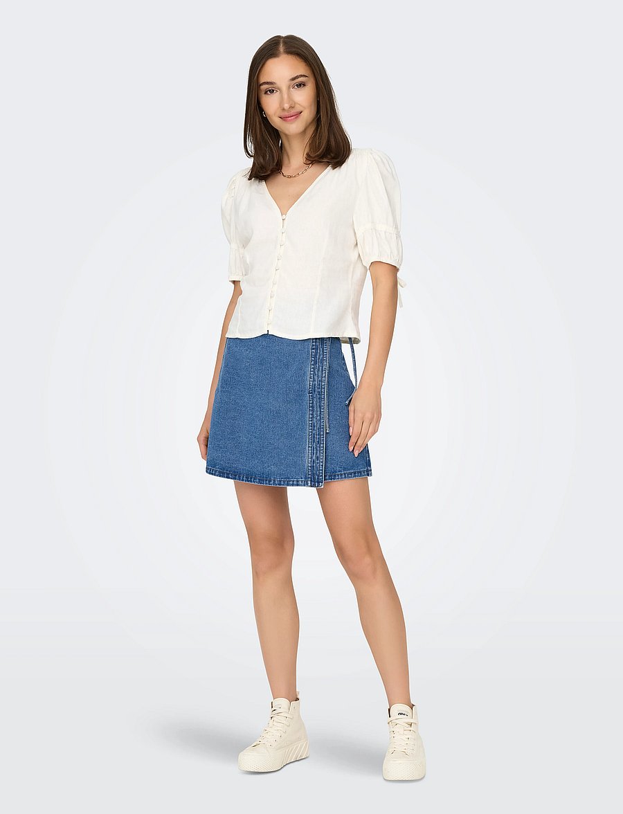 ONLY - ONLVILLA WRAP TIE SKIRT DNM GUA - jeansröcke - light blue denim - 4