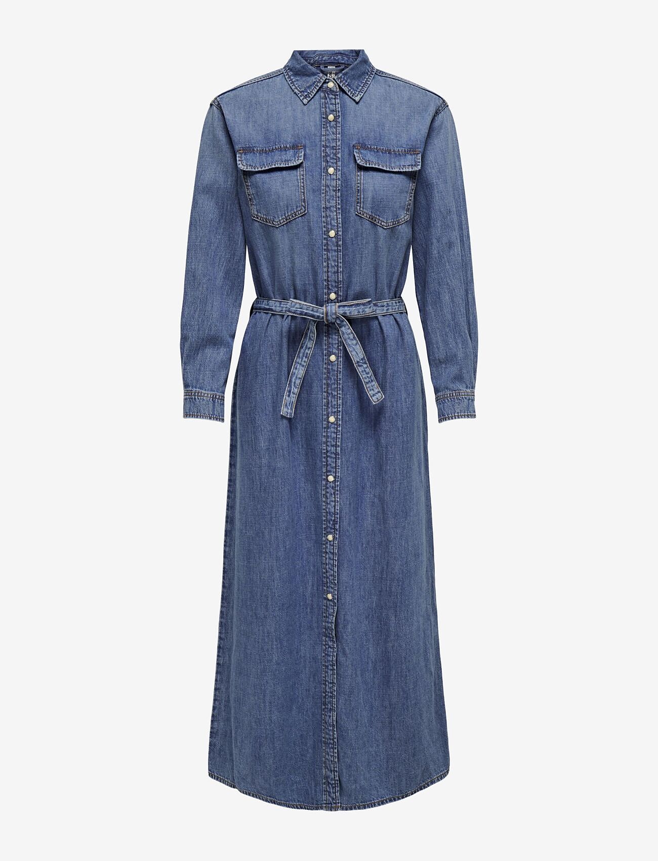 warehouse denim maxi dress Dark Wash Warehouse Cross Back Denim Midi Dress