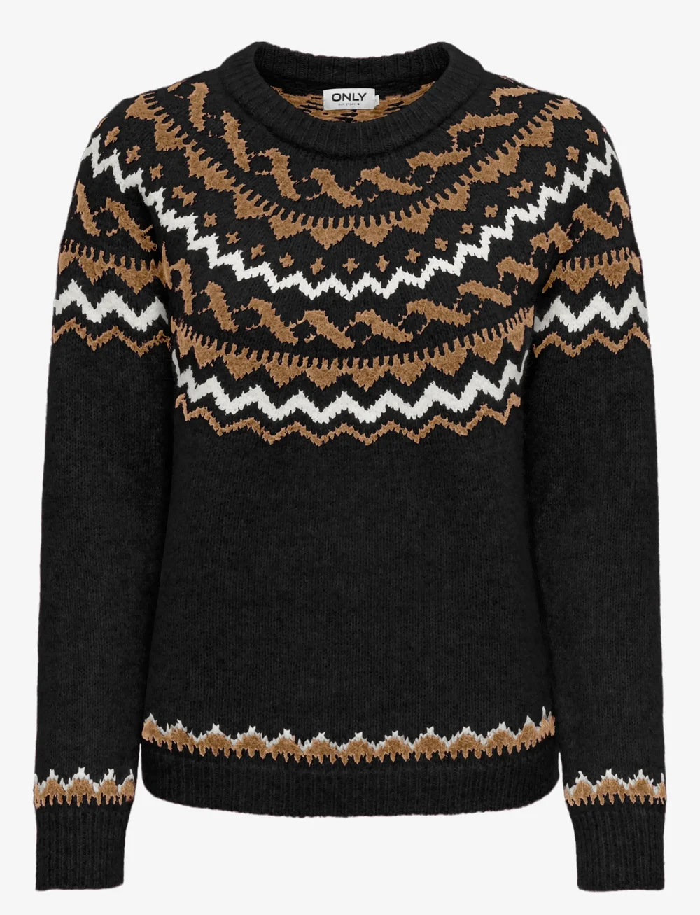 ONLY - ONLISLE LIFE LS O-NECK CC KNT - stickade tröjor - black - 1