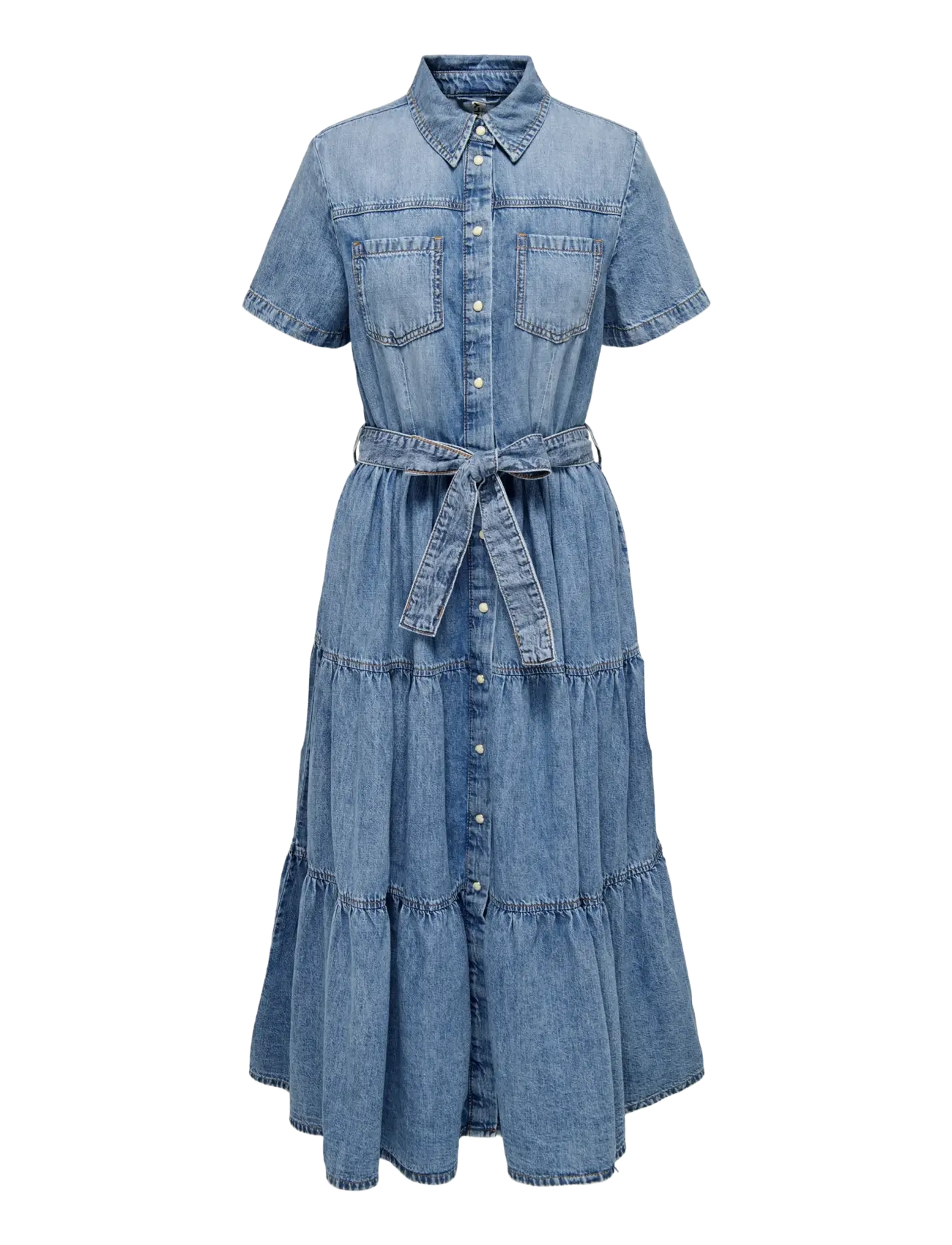ONLY ONLALIYAH S/S LAYER DNM DRESS AKM NOOS - Teksakleidid - MEDIUM BLUE DENIM / blue