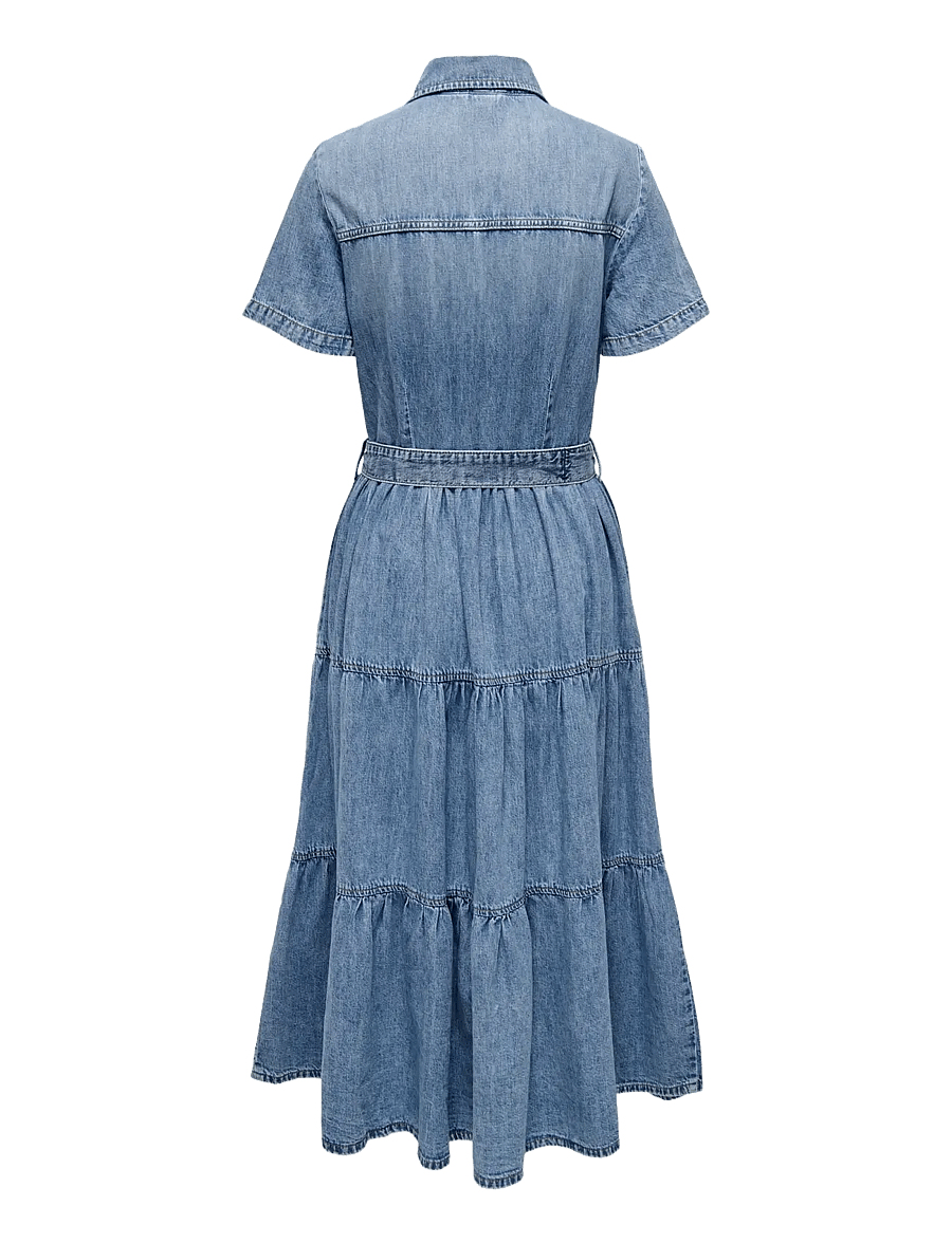 ONLY - ONLALIYAH S/S LAYER DNM DRESS AKM NOOS - hemdkleider - medium blue denim - 2
