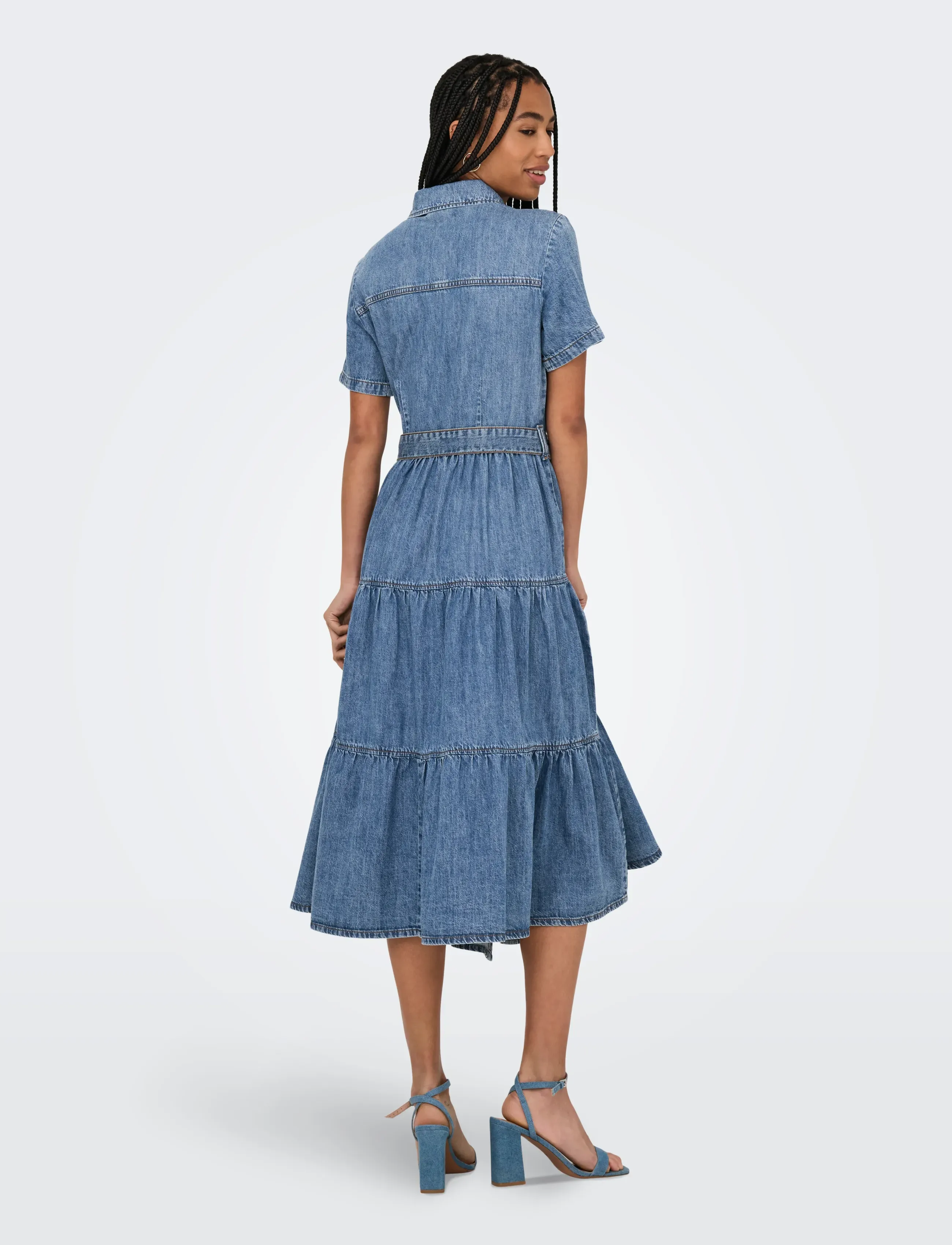 ONLY - ONLALIYAH S/S LAYER DNM DRESS AKM NOOS - skjortekjoler - medium blue denim - 3