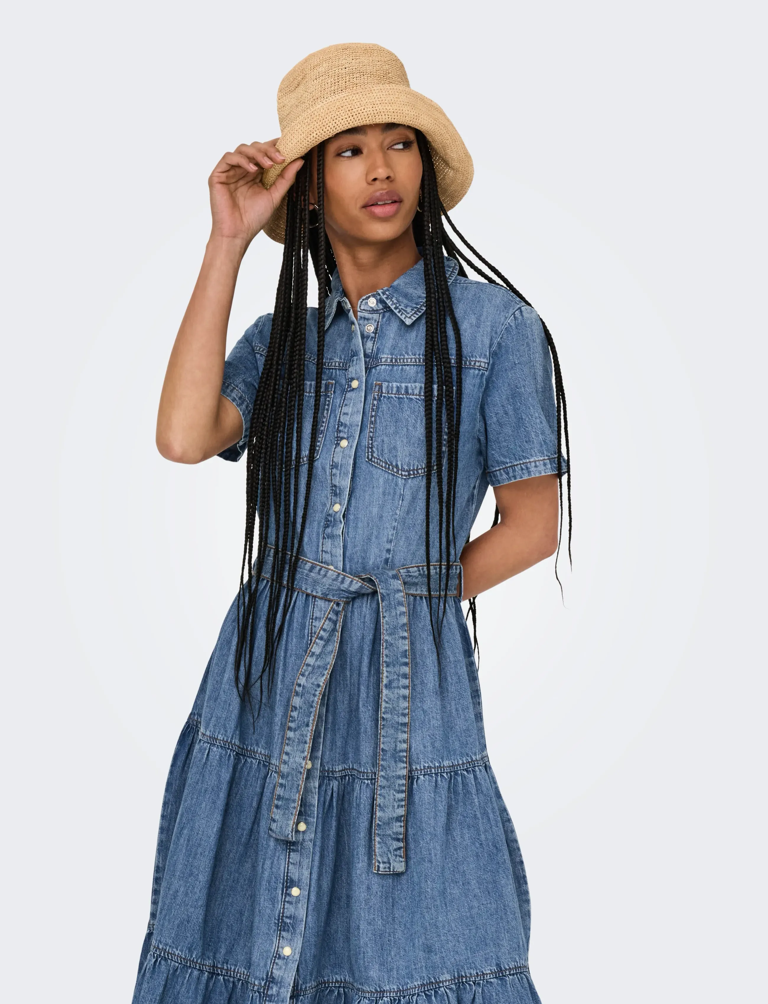 ONLY Onlaliyah S/S Layer Dnm Dress Akm Noos skjortklänningar dam – bild 6