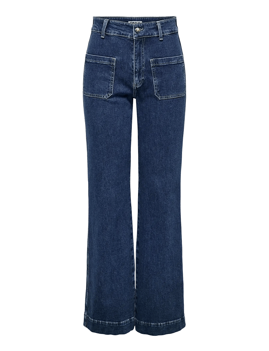 ONLY - ONLJUICY HW WIDE POCKET DNM JEANS CRO - pantalons larges - dark blue denim - 1