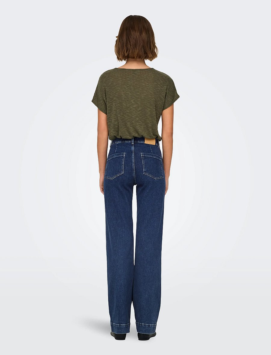 ONLY - ONLJUICY HW WIDE POCKET DNM JEANS CRO - pantalons larges - dark blue denim - 3