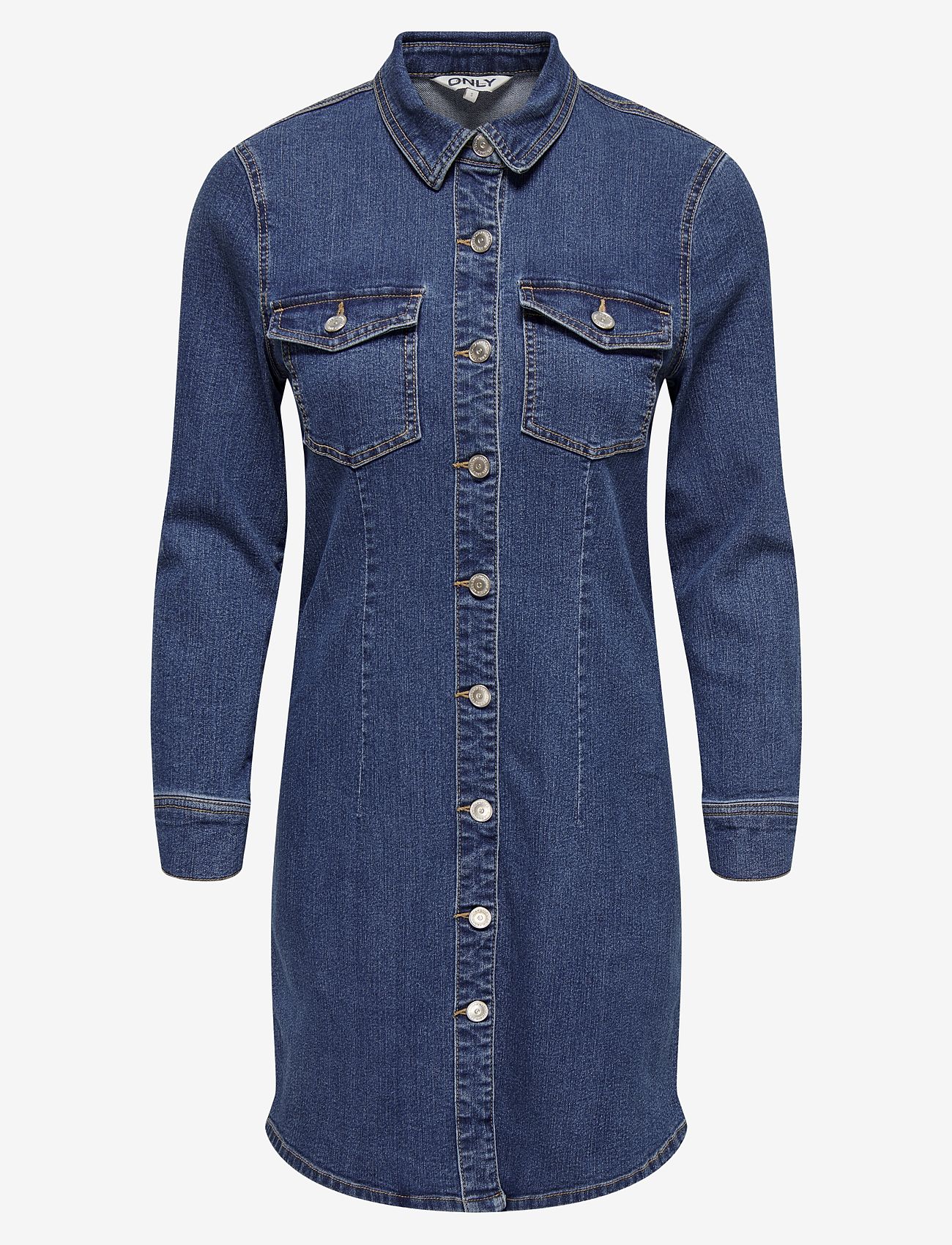 ONLY - ONLBELIEVE LS STRETCH DNM DRESS QYT - denimkjoler - medium blue denim - 1