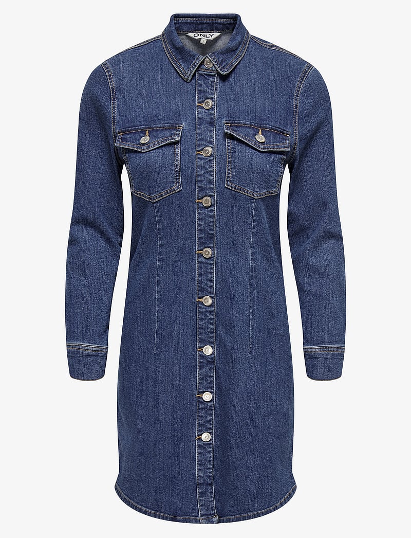 ONLY - ONLBELIEVE LS STRETCH DNM DRESS QYT - denimkjoler - medium blue denim - 1