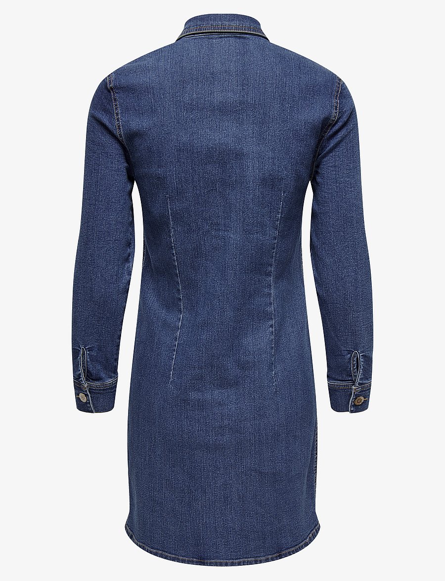 ONLY - ONLBELIEVE LS STRETCH DNM DRESS QYT - džinsa kleitas - medium blue denim - 2