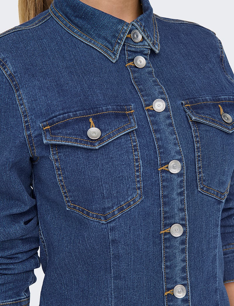 ONLY - ONLBELIEVE LS STRETCH DNM DRESS QYT - denimkjoler - medium blue denim - 4