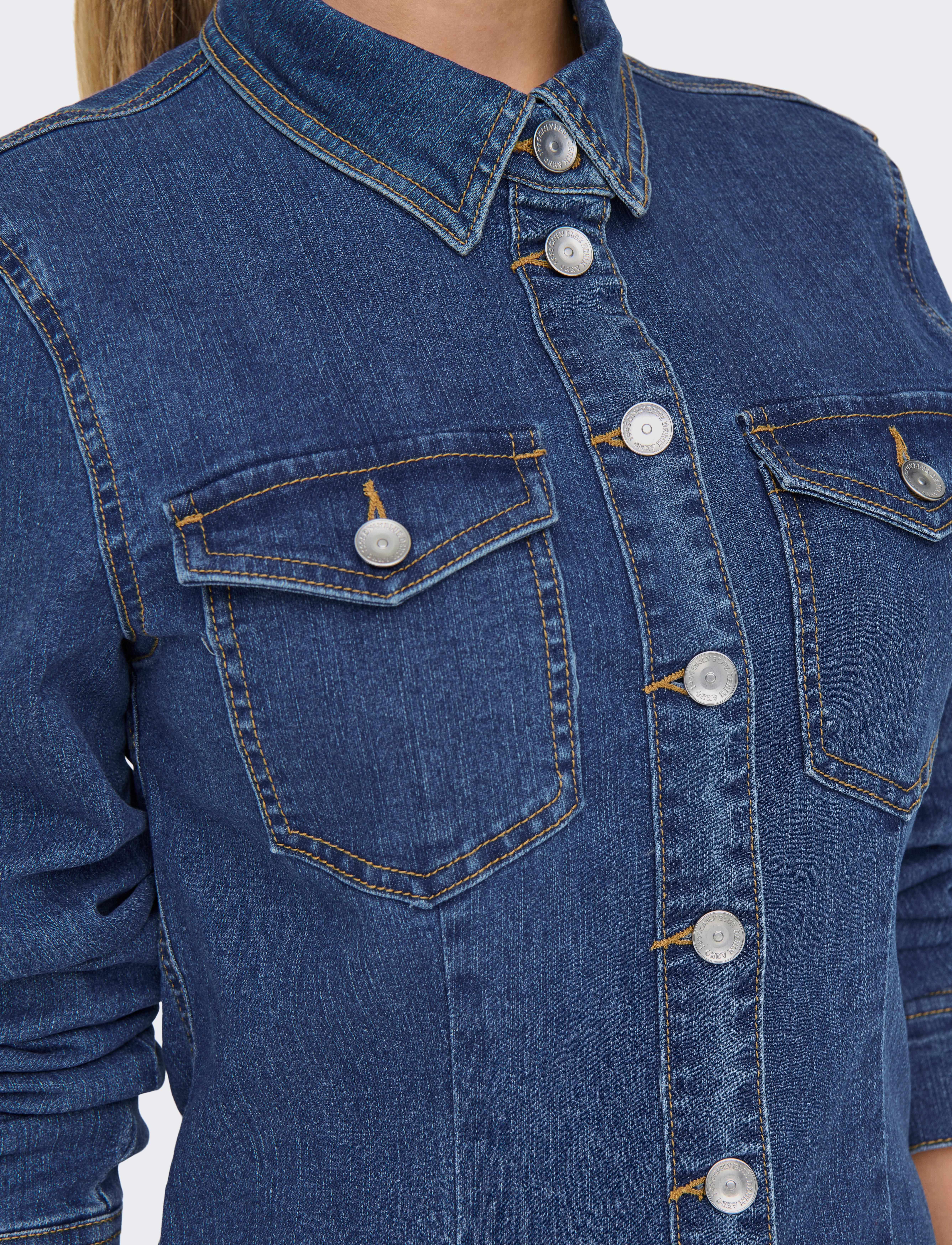 ONLY - ONLBELIEVE LS STRETCH DNM DRESS QYT - denim dresses - medium blue denim - 4