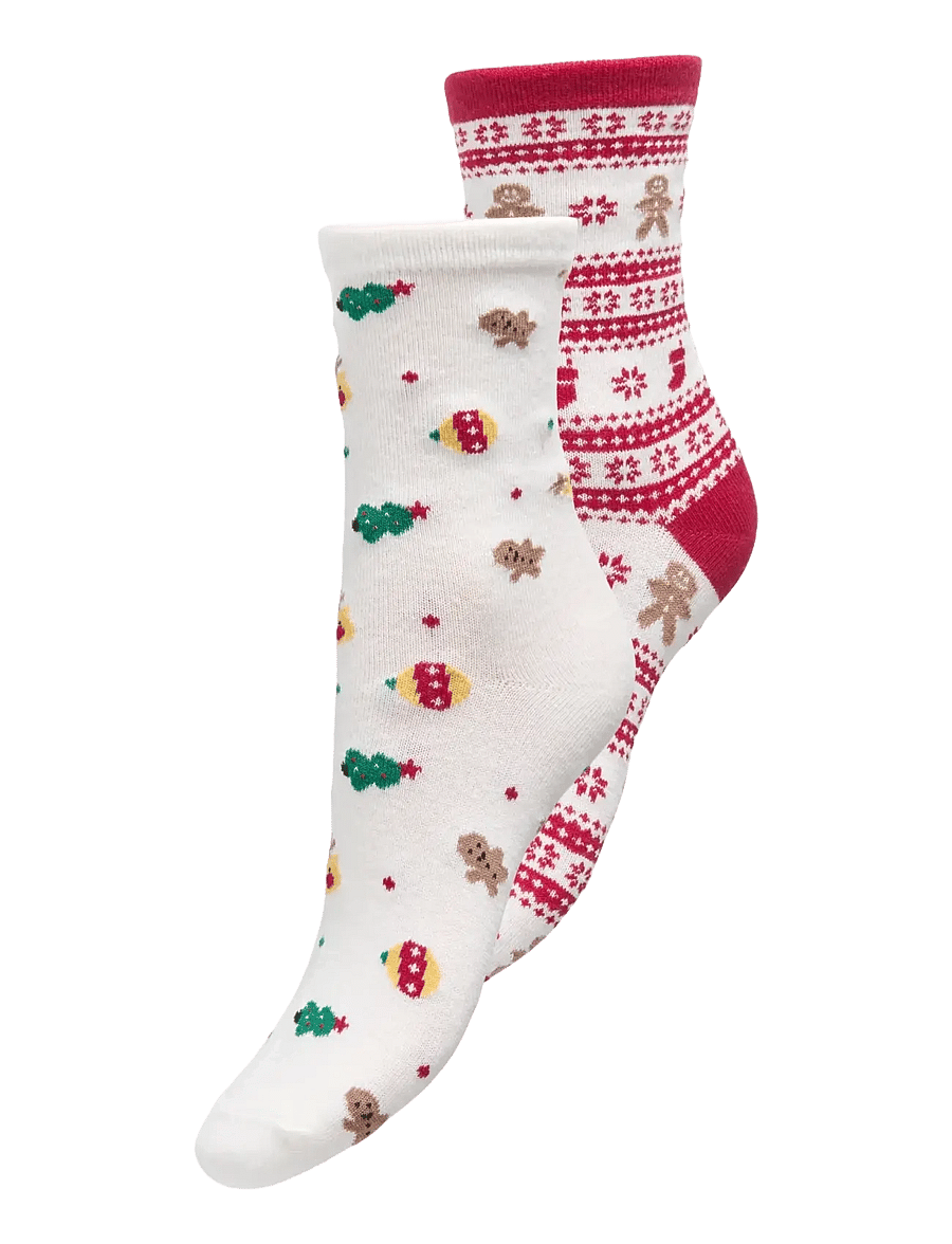 ONLY - ONLCHRISTMAS 2-PACK SOCK BOX ACC - almindelige strømper - cloud dancer - 0