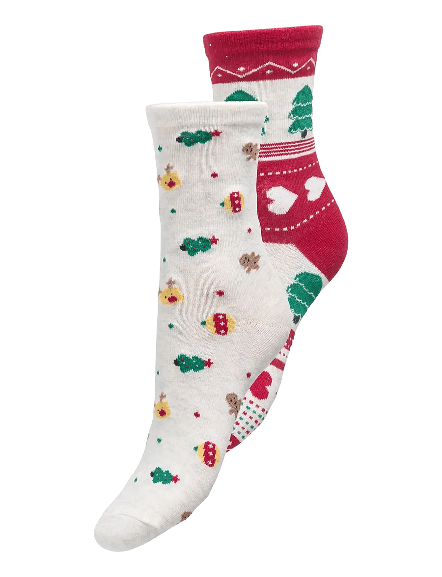 ONLY - ONLCHRISTMAS 2-PACK SOCK BOX ACC - almindelige strømper - light grey melange - 0