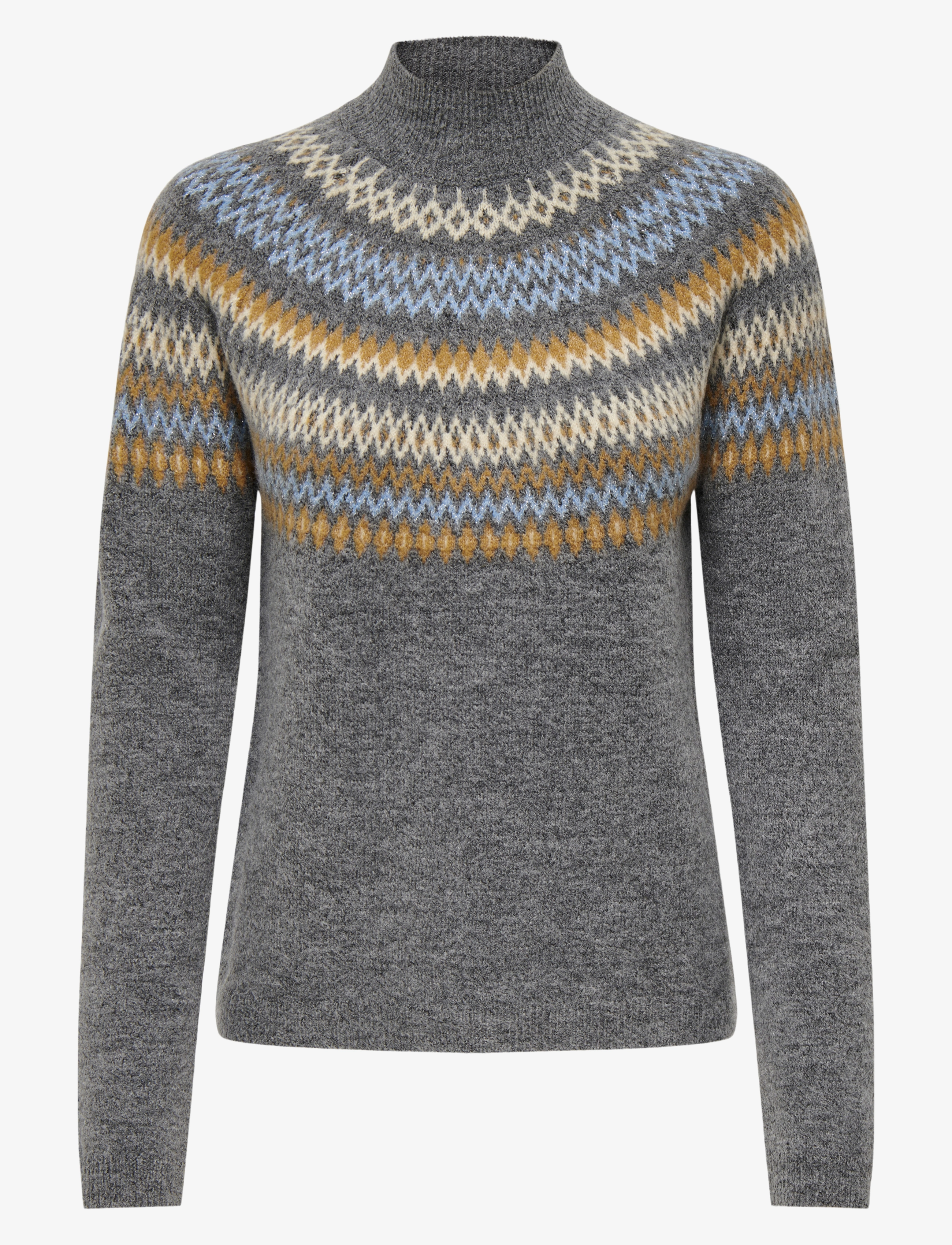 ONLY ONLAMELIA LS HIGH NECK JQ KNT - Strickmode - MEDIUM GREY MELANGE / grey