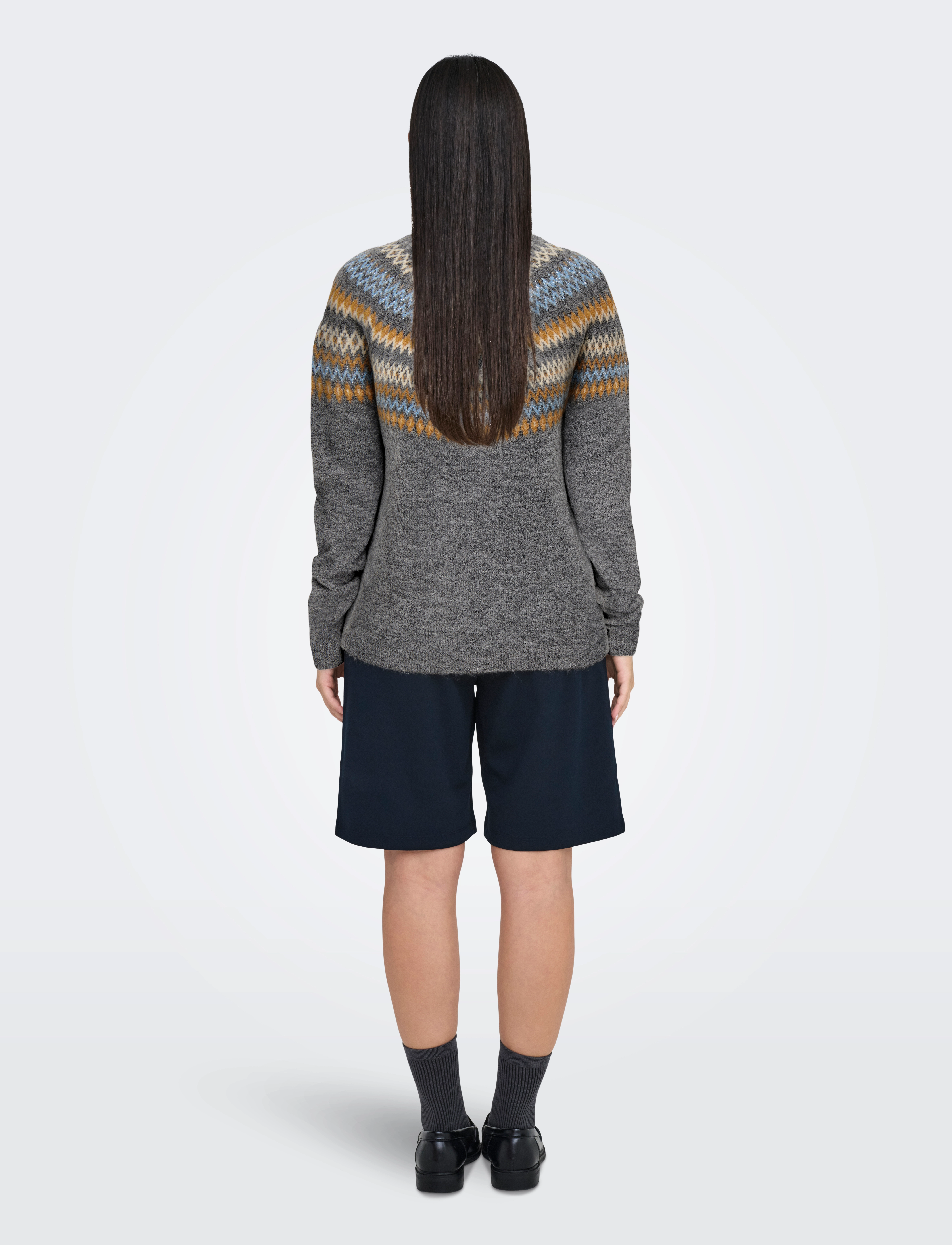ONLY - ONLAMELIA LS HIGH NECK JQ KNT - rullekraver - medium grey melange - 3