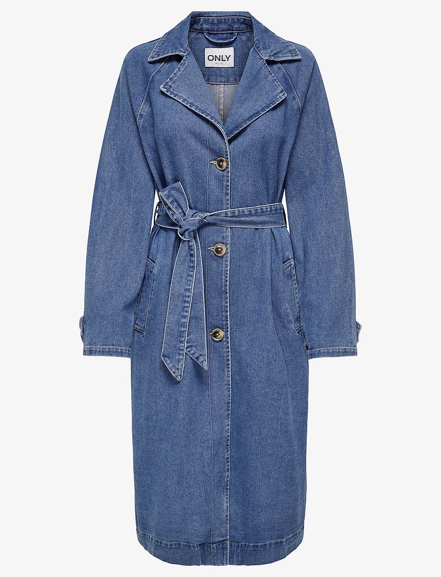 ONLY - ONLMALOU BELTED TRENCH DNM GUA NOOS - trenchcoats - medium blue denim - 1