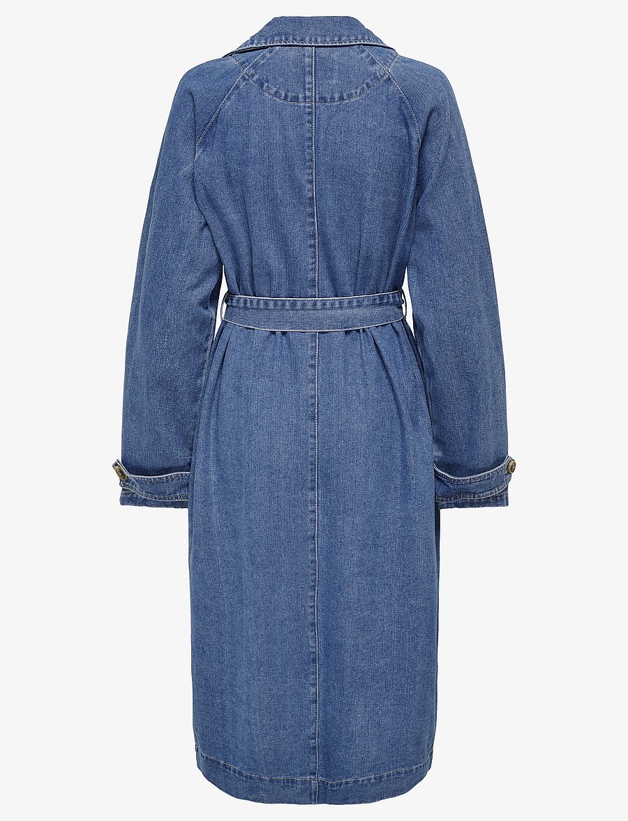 ONLY - ONLMALOU BELTED TRENCH DNM GUA NOOS - trenchcoats - medium blue denim - 2