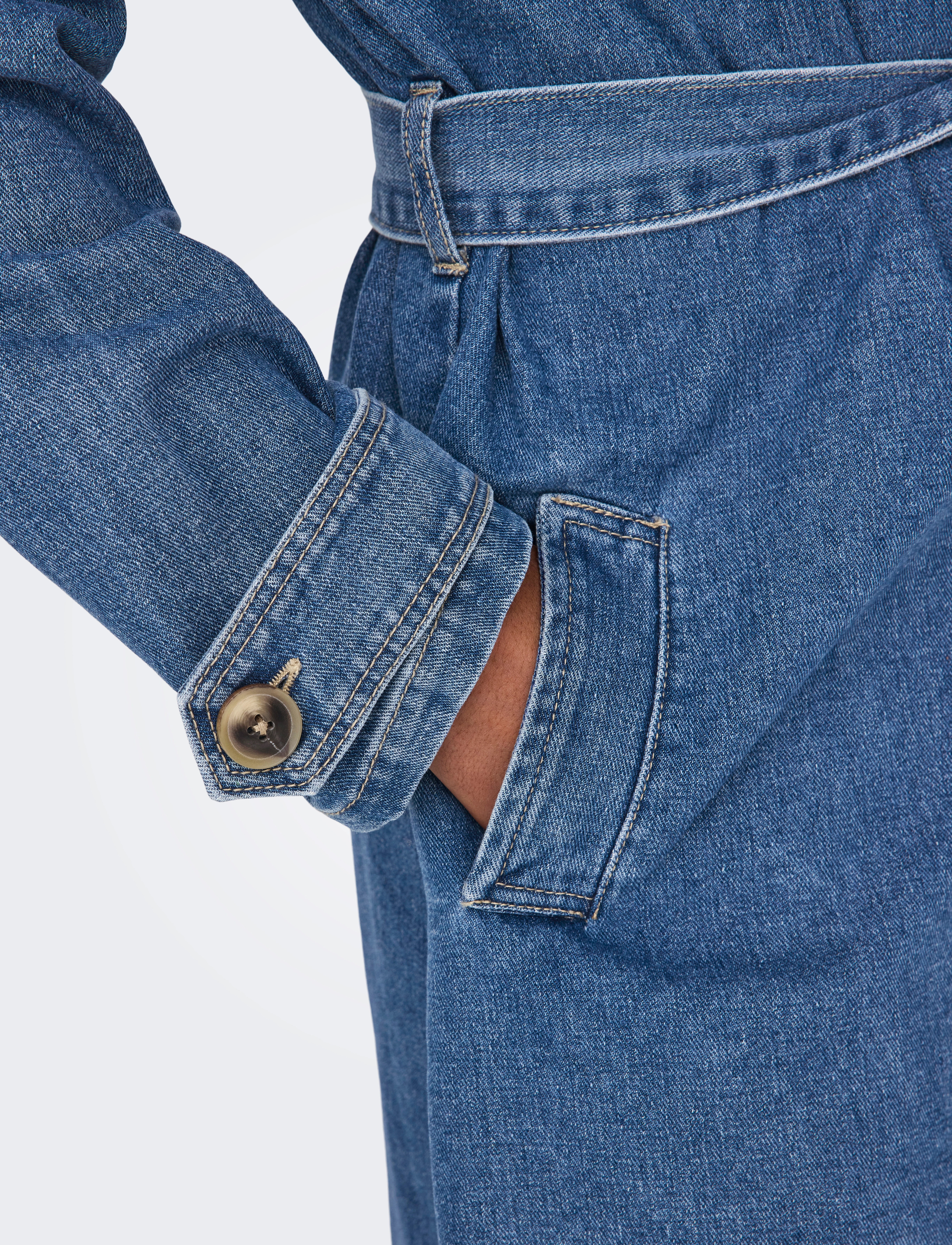 ONLY - ONLMALOU BELTED TRENCH DNM GUA NOOS - trenchcoats - medium blue denim - 5