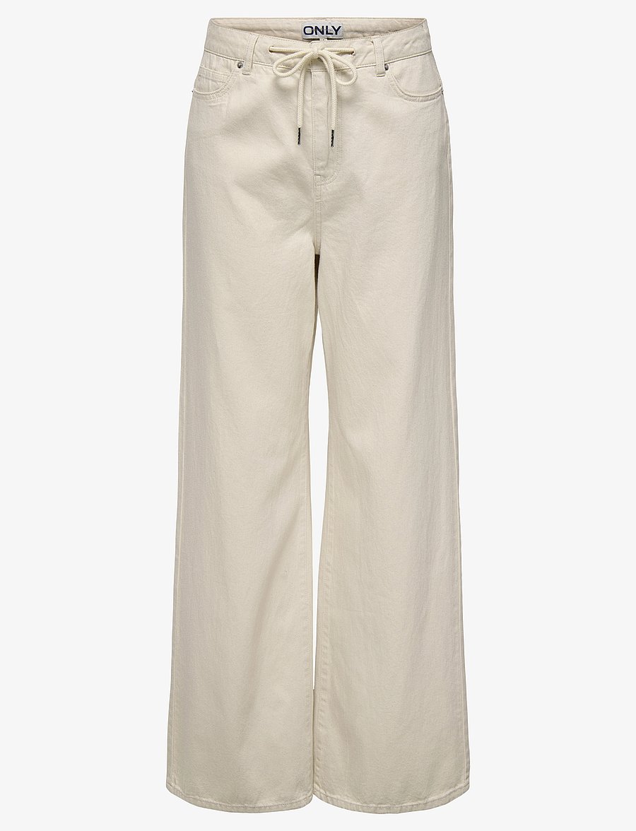 ONLY - ONLSILLA MW WIDE STRING PANT CC PNT - hosen mit weitem bein - ecru - 1