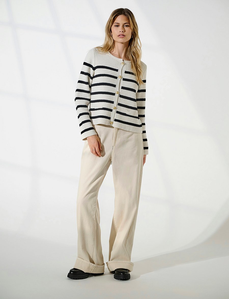 ONLY - ONLSILLA MW WIDE STRING PANT CC PNT - hosen mit weitem bein - ecru - 0