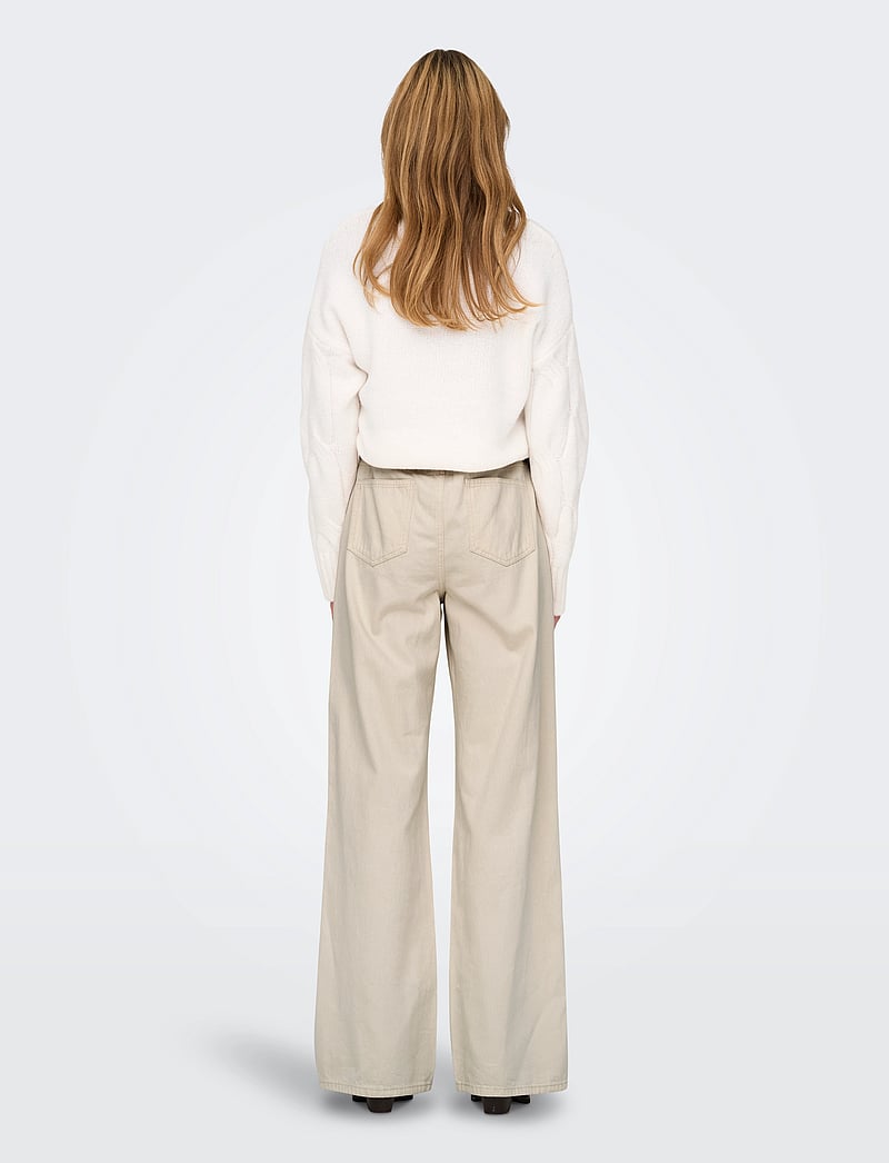 ONLY - ONLSILLA MW WIDE STRING PANT CC PNT - laia säärega teksad - ecru - 3
