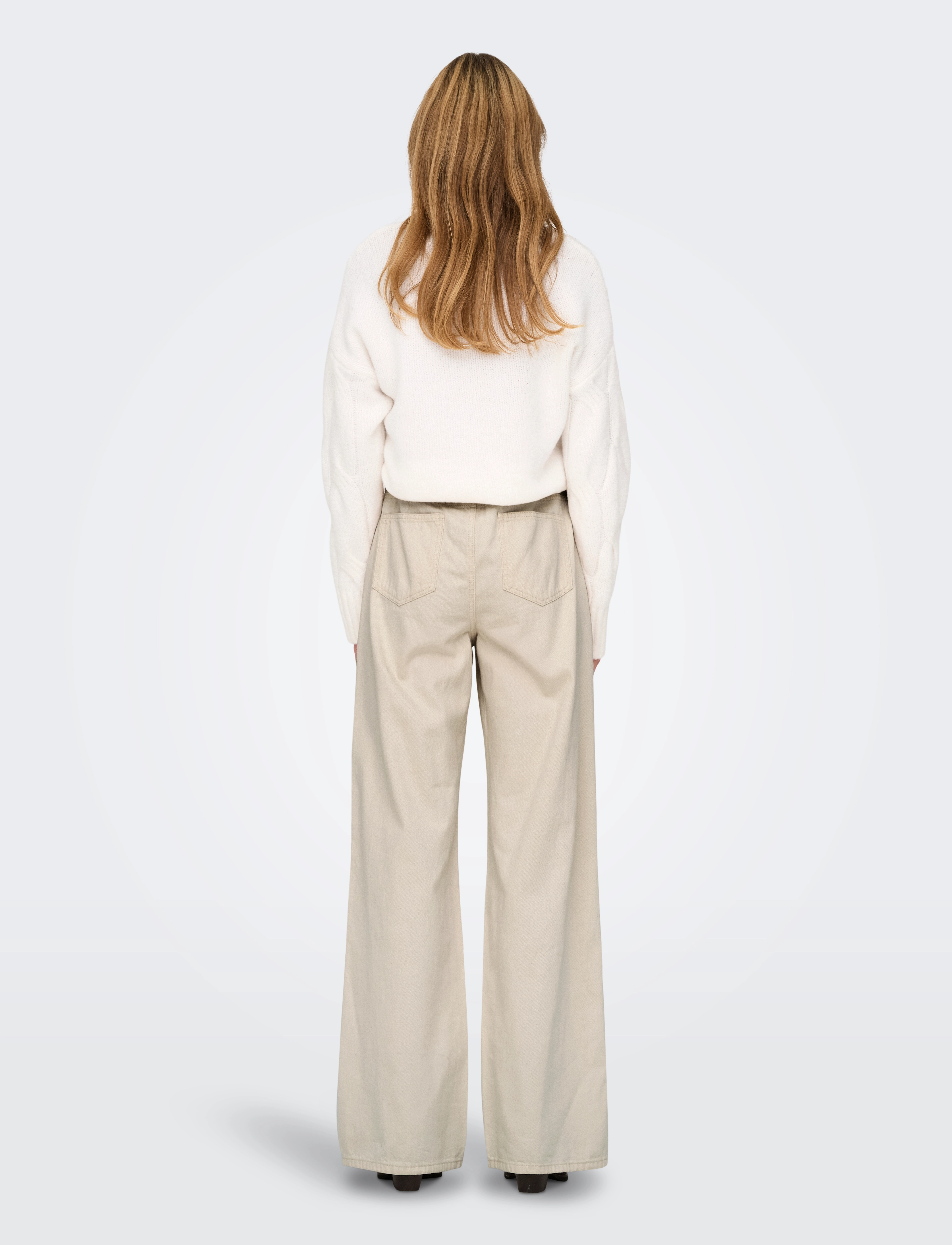 ONLY - ONLSILLA MW WIDE STRING PANT CC PNT - ecru - 3