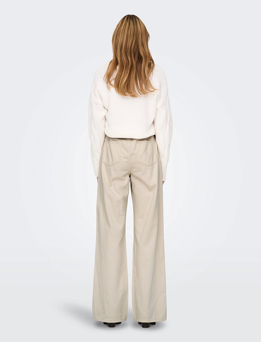 ONLY - ONLSILLA MW WIDE STRING PANT CC PNT - hosen mit weitem bein - ecru - 3